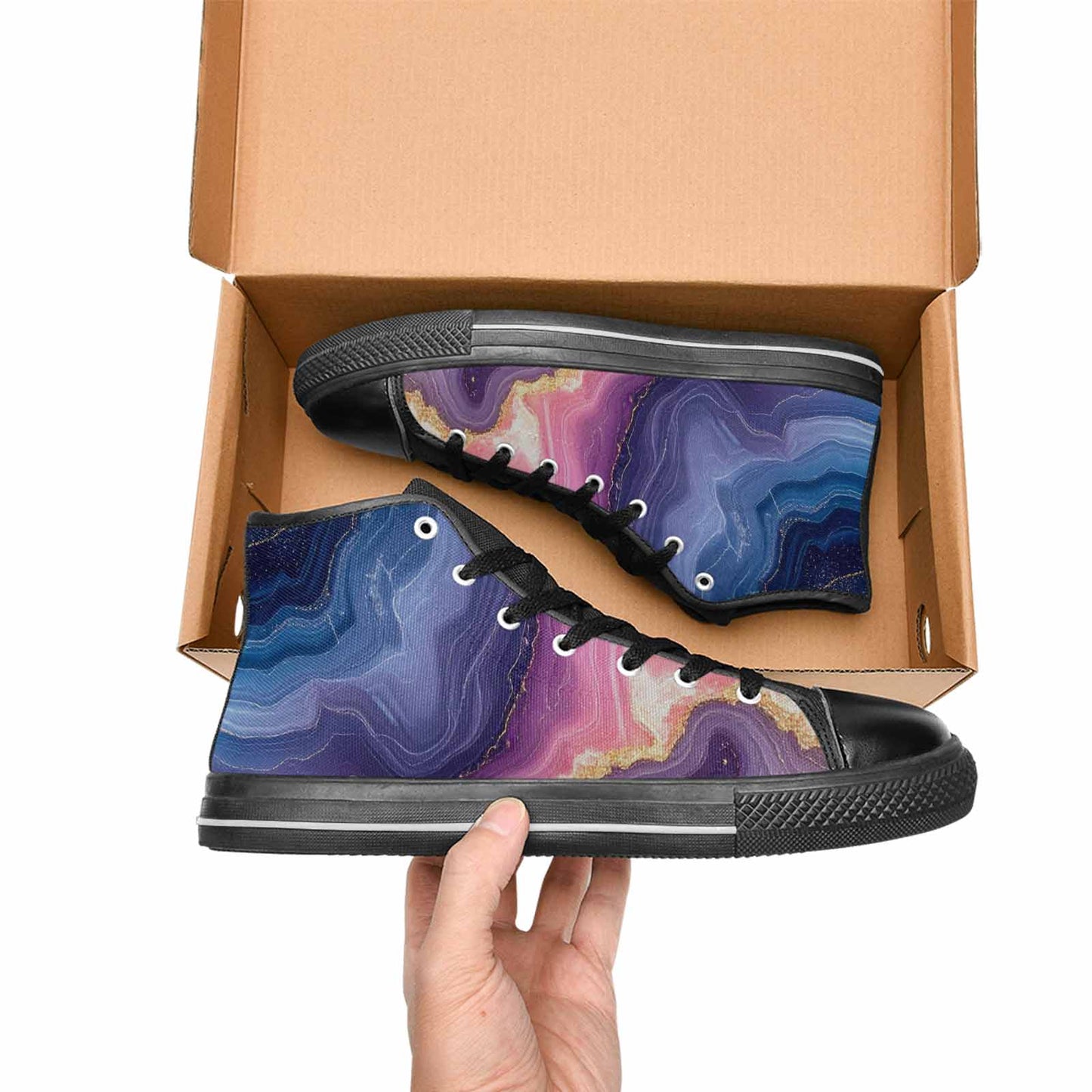 WOMEN'S Marble Galaxy High Top Canvas Dreamcore Custom Sneakers