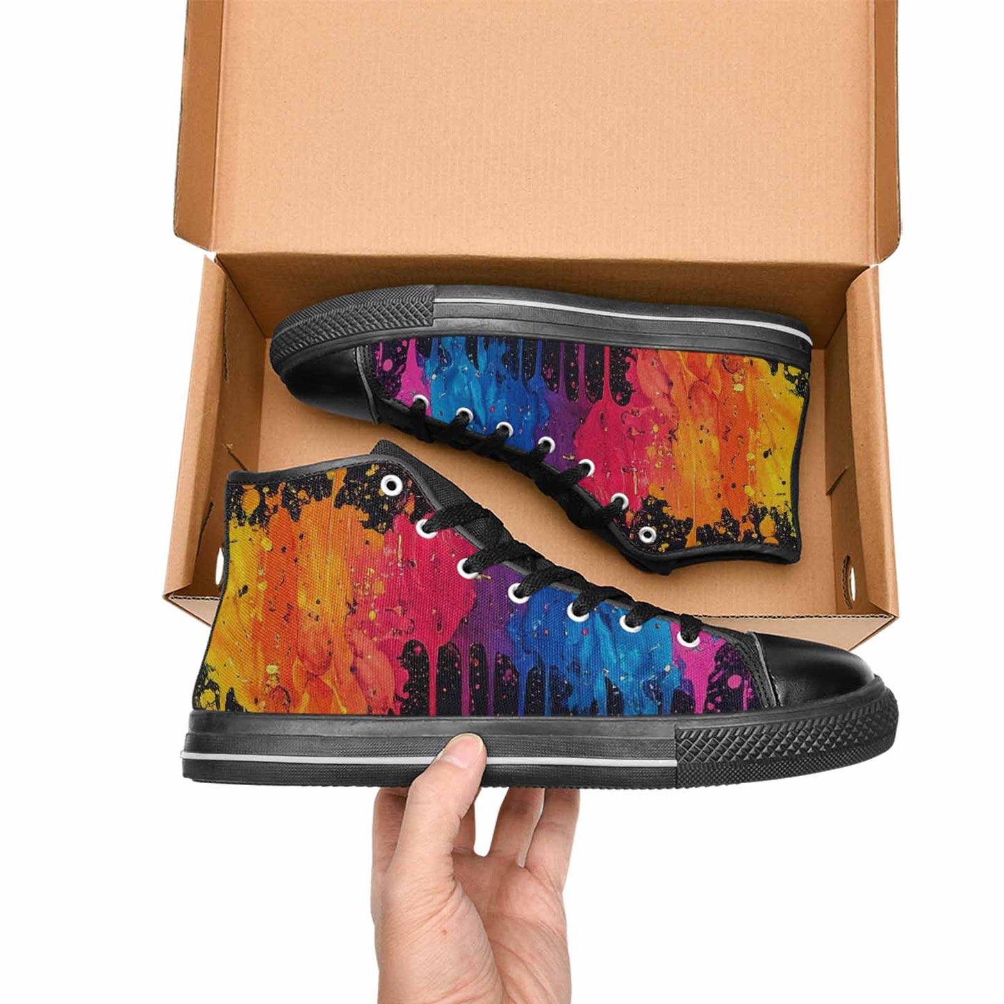 WOMEN'S Paint Splatter High Top Canvas Surreal Shoes