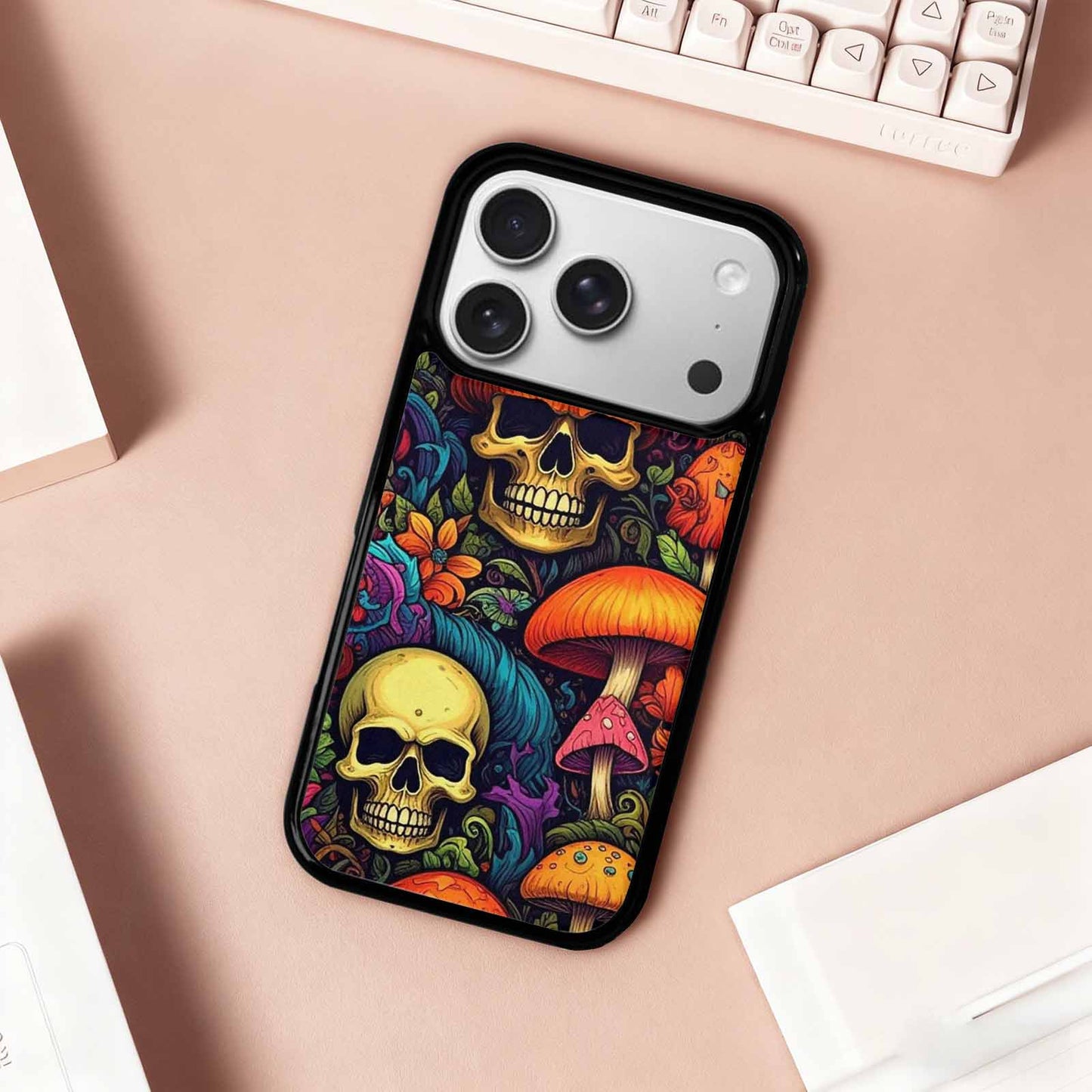 iPhone 17 Pro Case — Mushrooms And Skulls Gothic Skulls, Custom Made Phone Cover