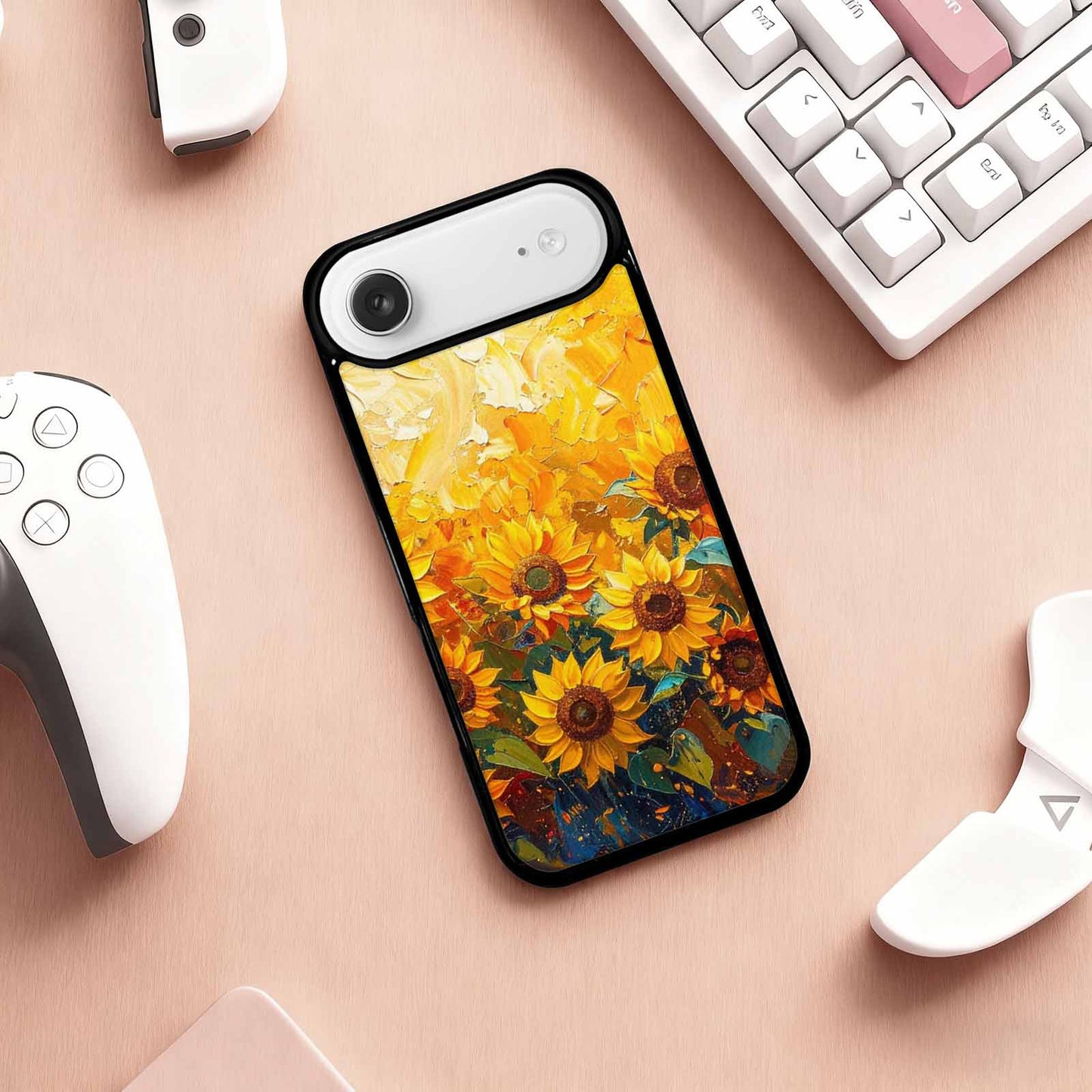 iPhone 17 Air Case — Impressionist Sunflower Brushstroke Pattern Hundreds Floral, Custom Designed Case Cover