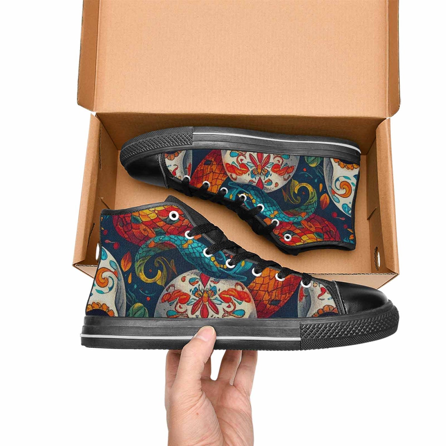 WOMEN'S Snake Skulls Print Alt High Top Canvas Dark Academia Custom Sneakers
