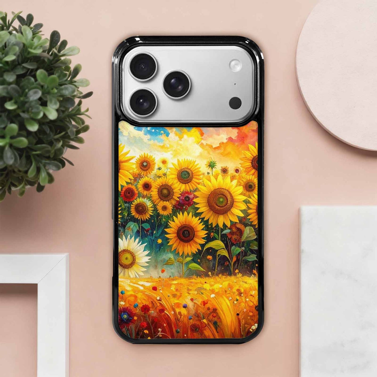 iPhone 17 Pro Max Case — Impressionist Sunflower Brushstroke Pattern Floral, Unique Phone Case Design