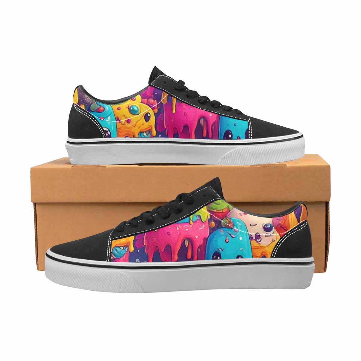 WOMEN'S Melting Ice Cream Monster Lace-Up Canvas Dreamcore Custom Shoes