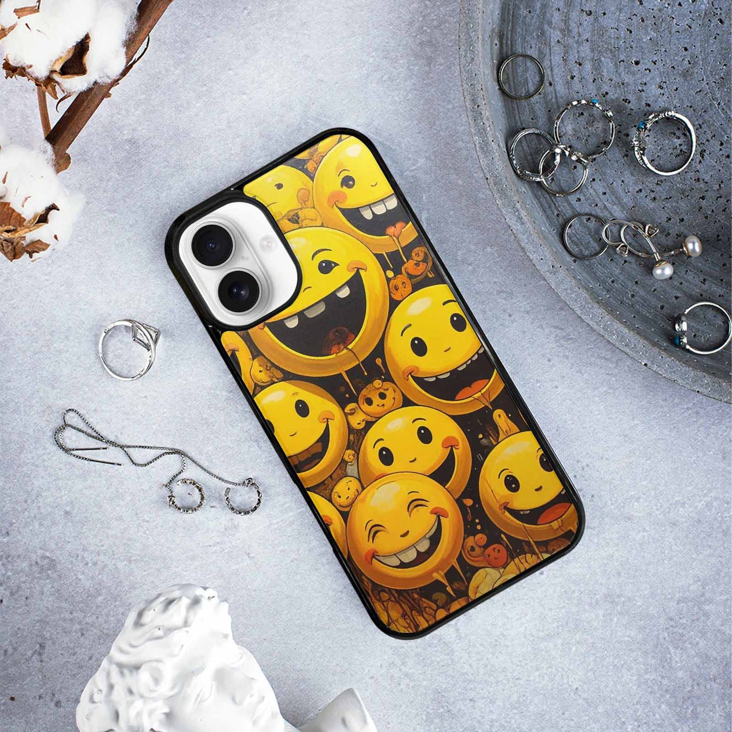 iPhone 16 Plus Case — Melting Moon Smiley Red Splatt, Customized Protective Case