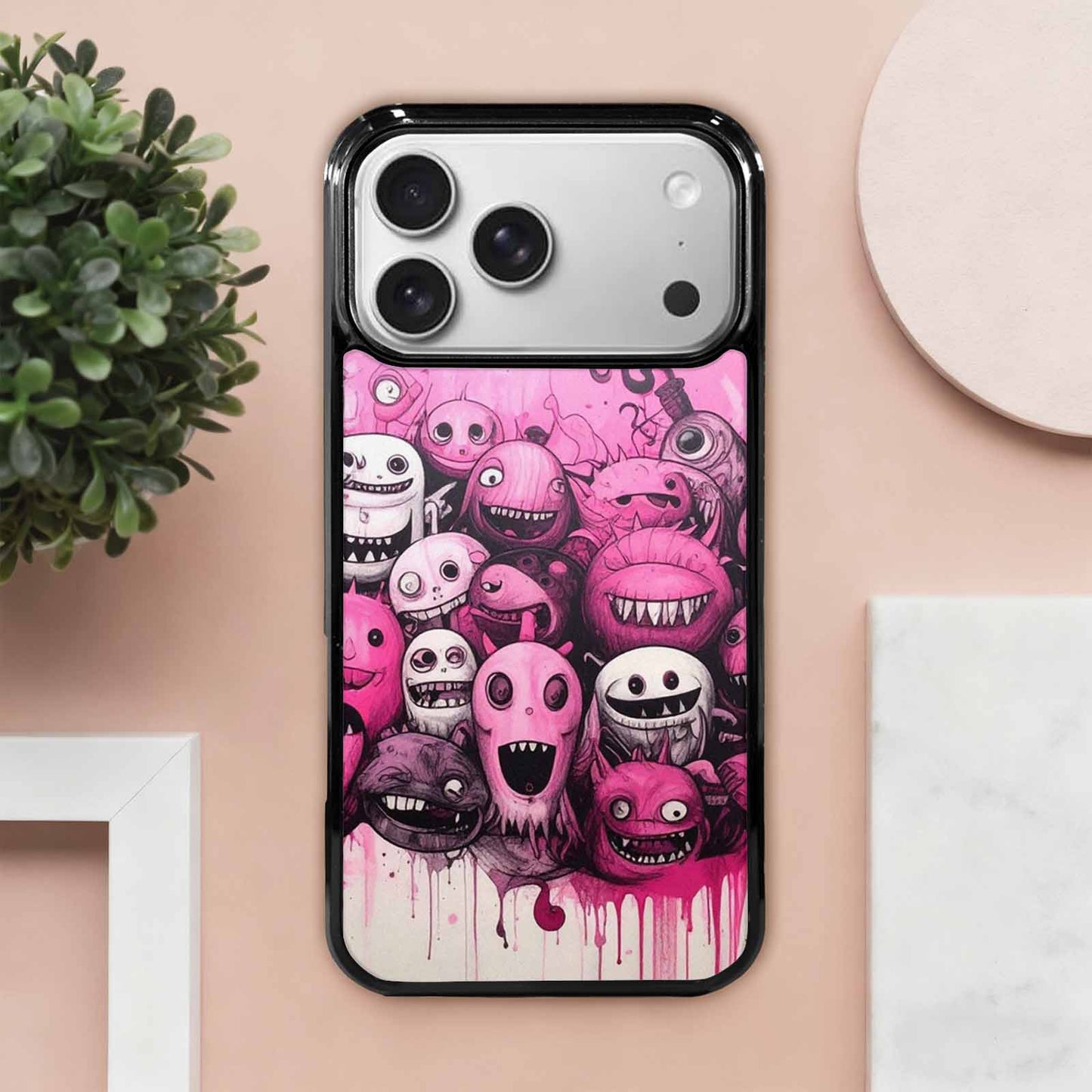 iPhone 17 Pro Max Case — Black & Pink Ink Cartoon Cute, Personalized Phone Case