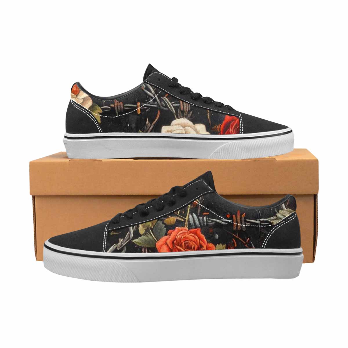 MEN'S Barbed Wire Chain Canvas Lace-Up Grunge Custom Sneakers