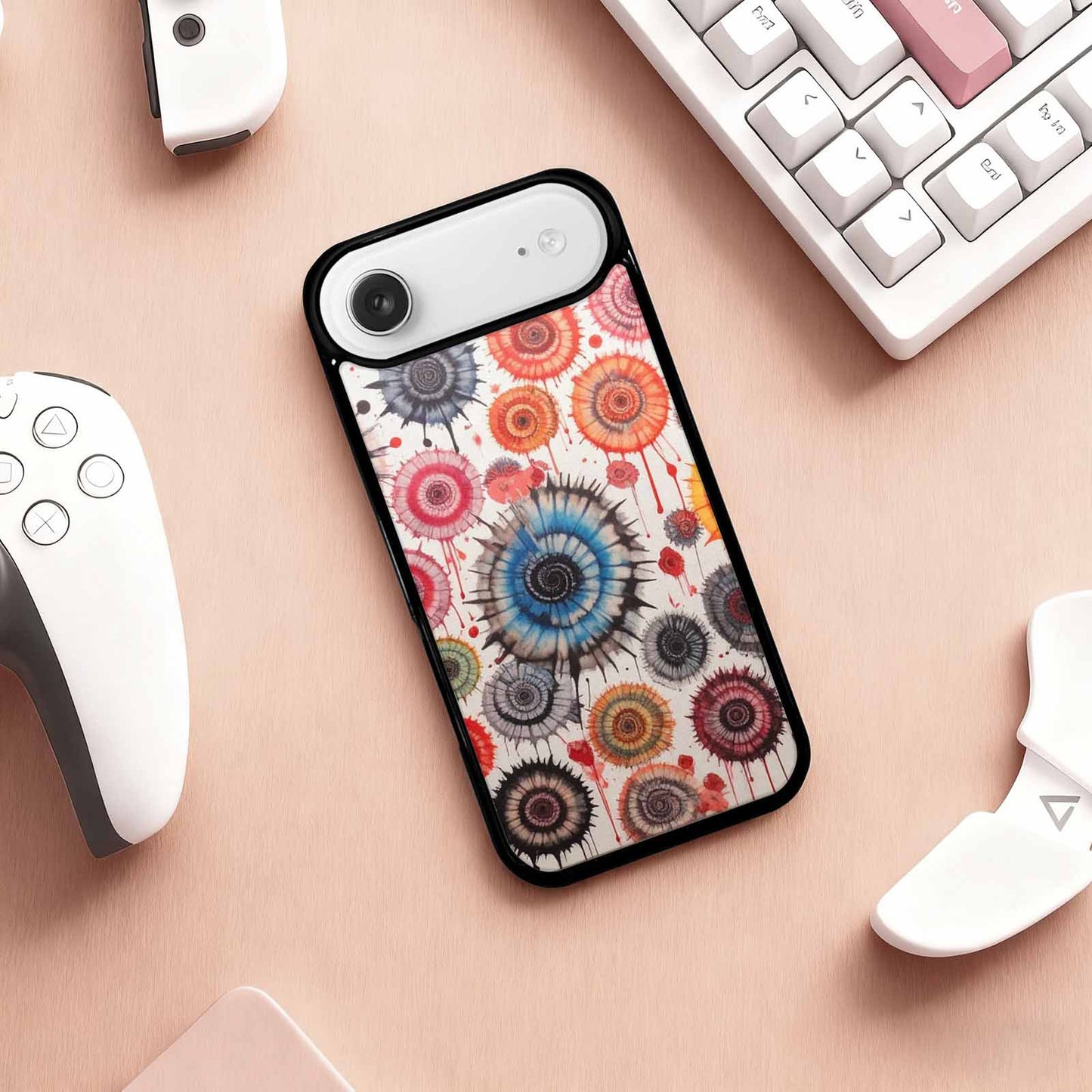 iPhone 17 Air Case — Tie Dye Swirls Black Red Tie, Custom Designed Case Cover