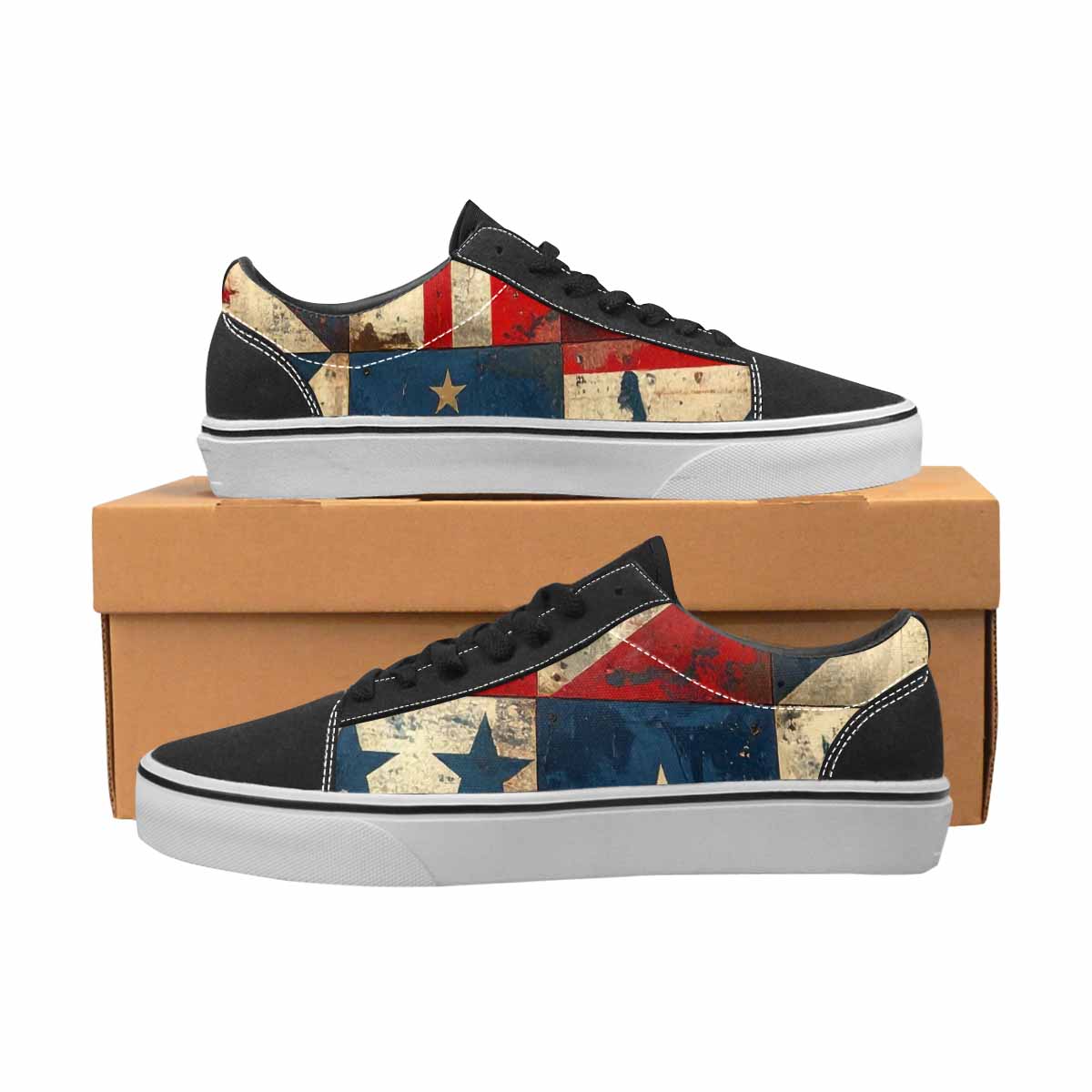 WOMEN'S American Flag Stars Canvas Lace-Up Neon Fantasy Sneakers