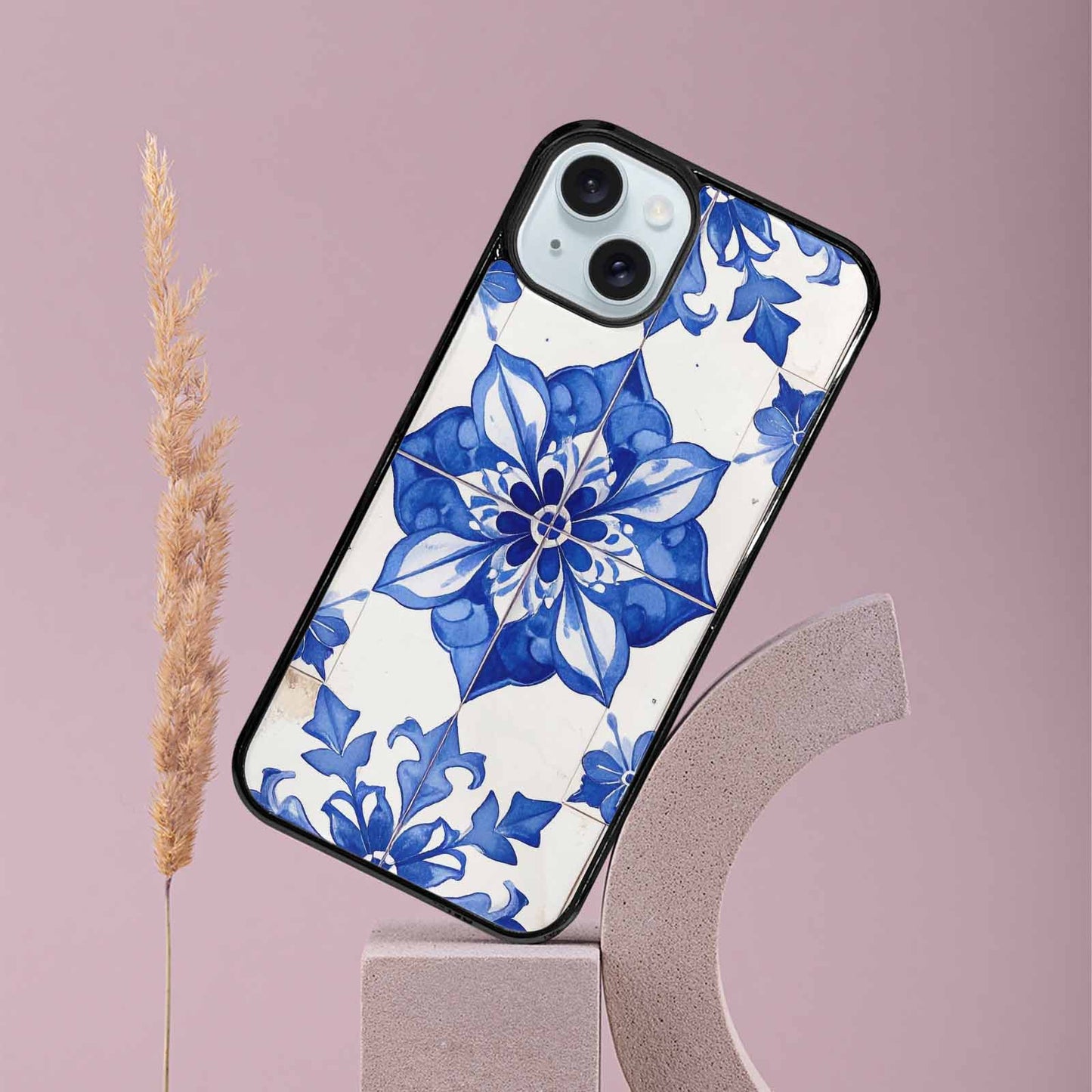 iPhone 15 Plus Case — Mexican Talavera Tile Pattern Floral Geometric, Custom Phone Case