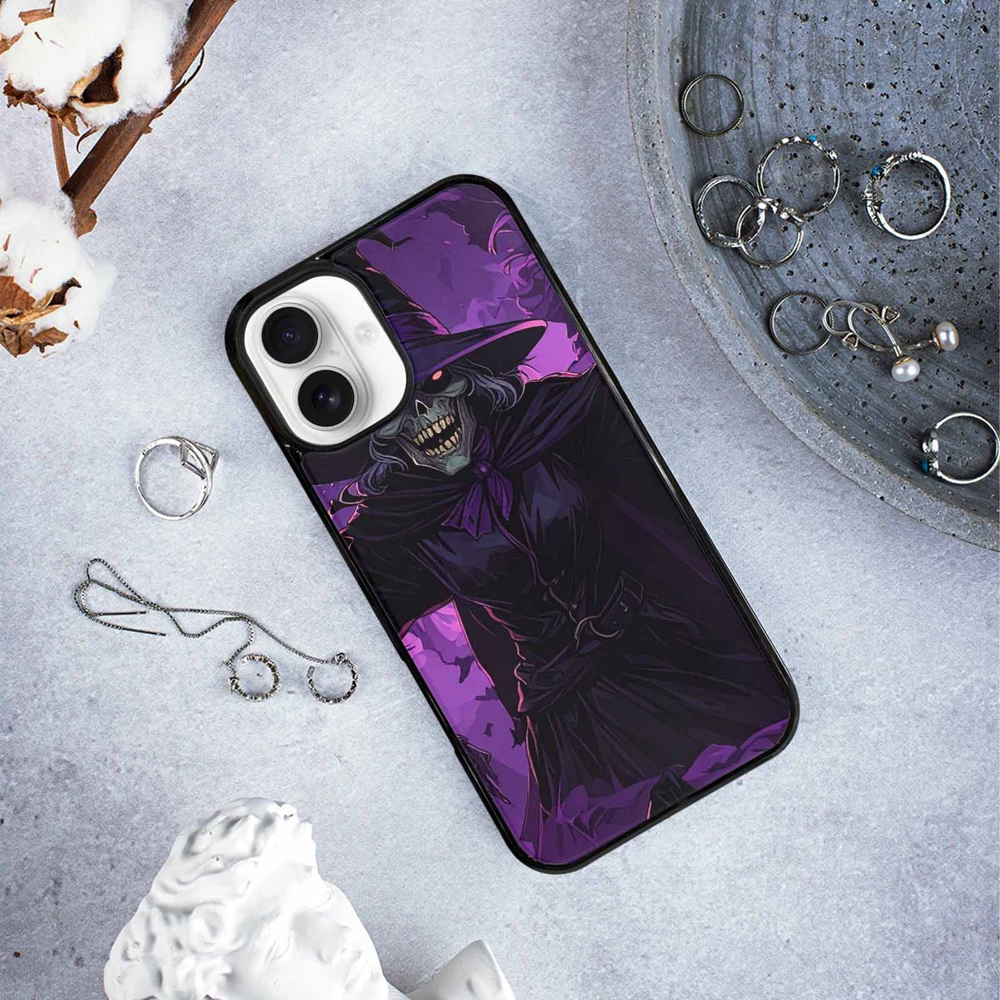 iPhone 16 Plus Case — Scary Horror Halloween Art Print Edge, Personalized Phone Case