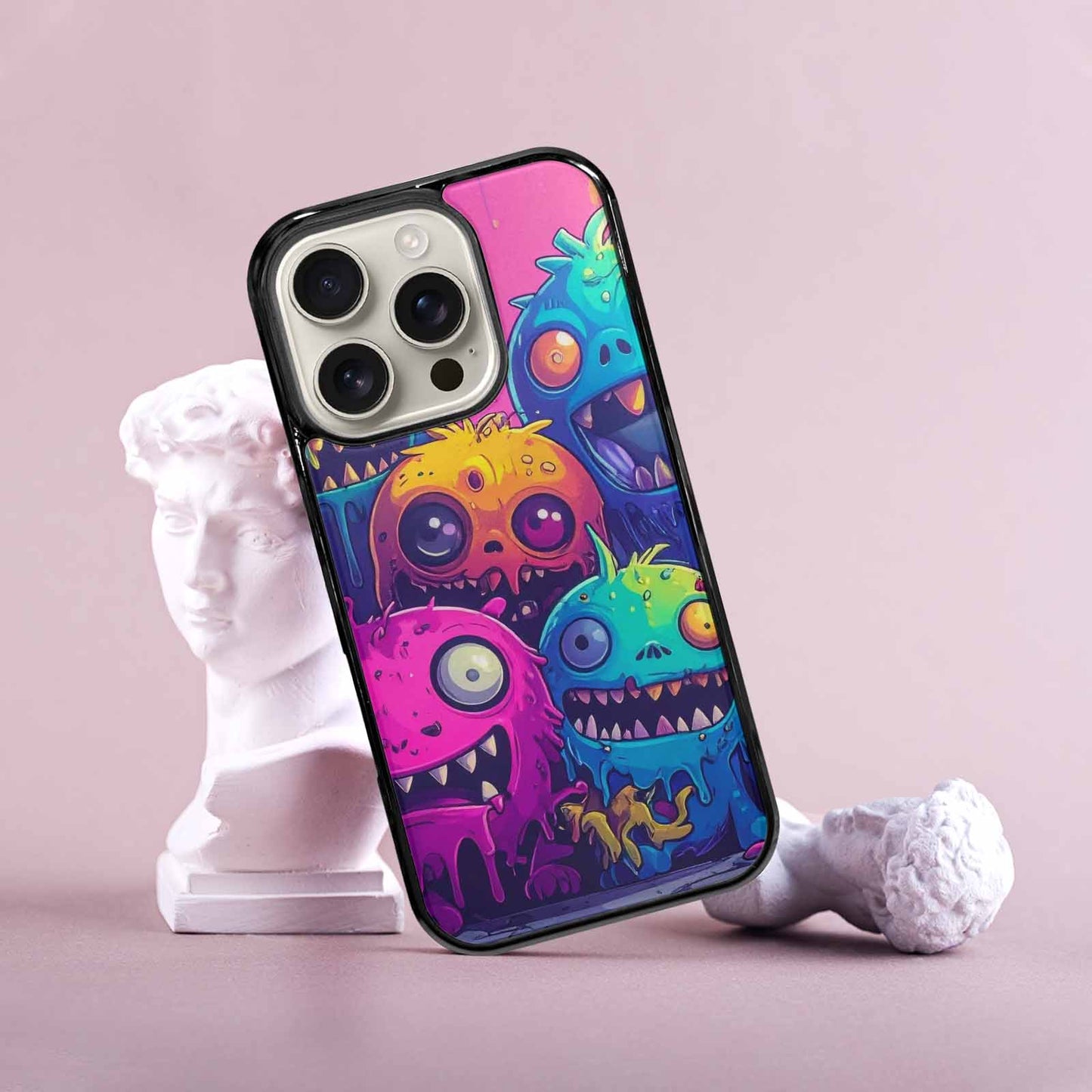 iPhone 16 Pro Case — Overlapping Endlessly No Empty Space Monsters, Custom Phone Case