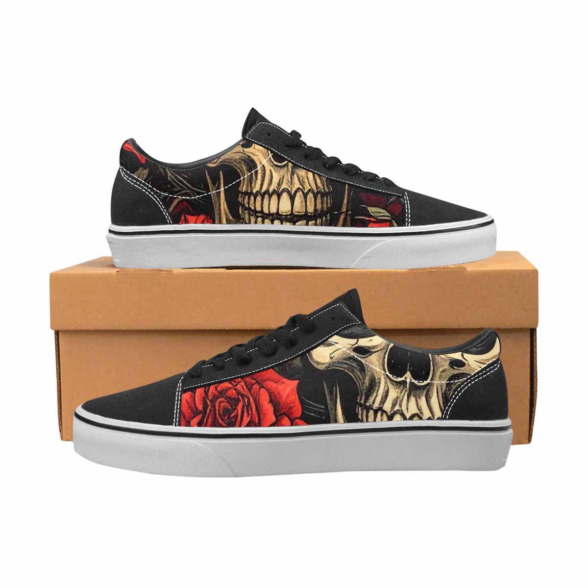 WOMEN'S Skulls Roses Bold Pen Ink Canvas Lace-Up Y2K Shoes
