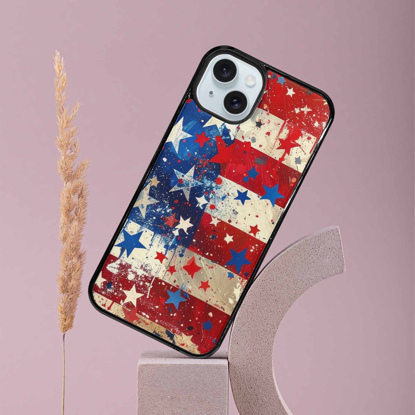 iPhone 15 Plus Case — Patriotic Stars And Stripes American Stars, Original Design Phone Case