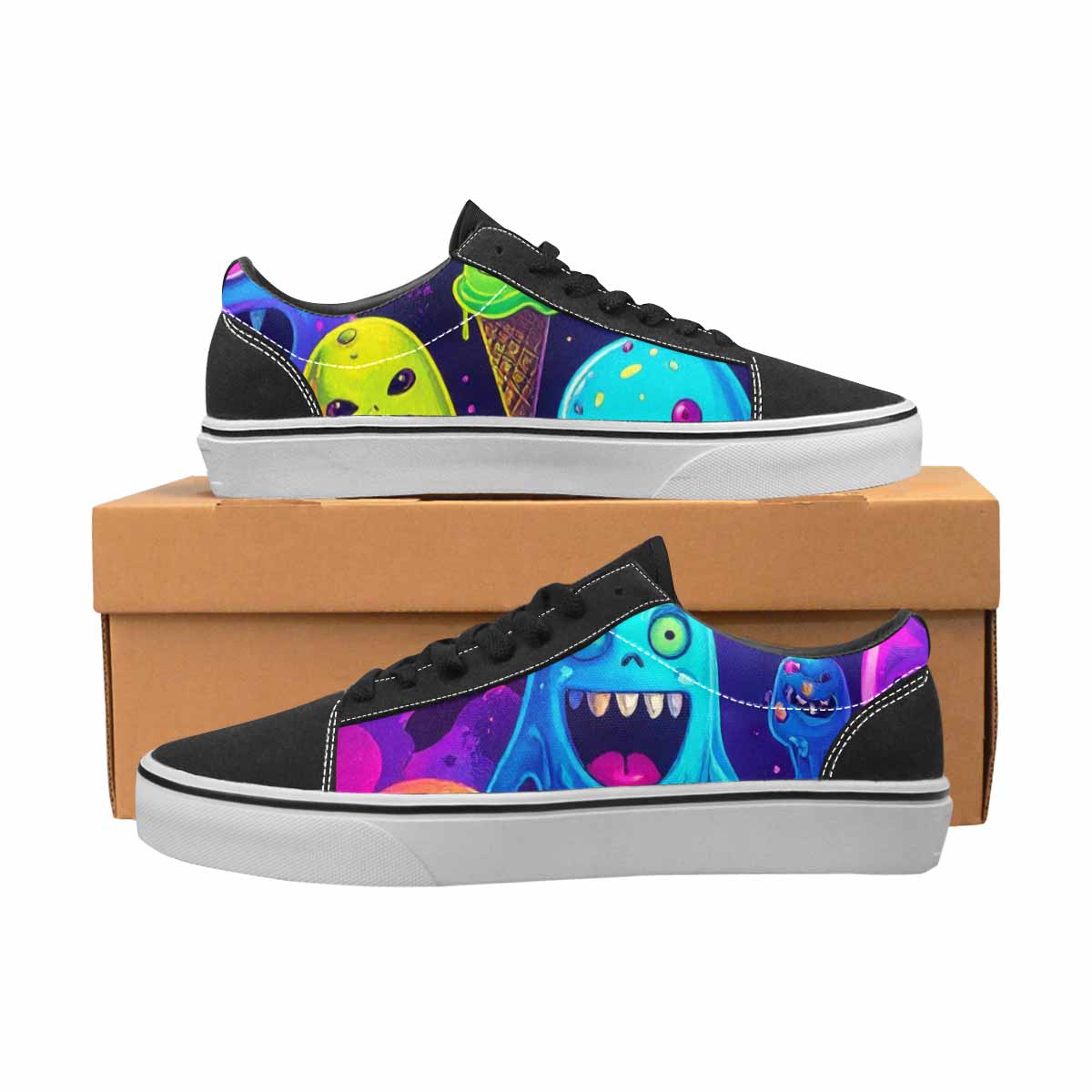 WOMEN'S Ice Cream Monsters Lace-Up Canvas Grunge Shoes
