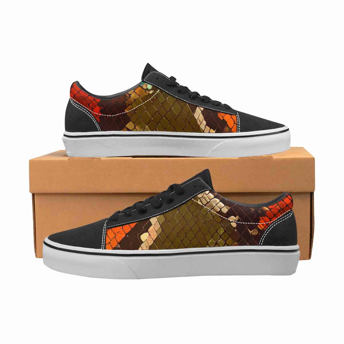 MEN'S Dark Snake Print Canvas Lace-Up Dark Academia Custom Shoes
