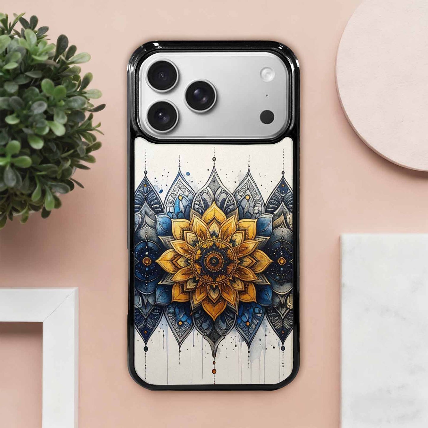 iPhone 17 Pro Max Case — Black & Blue Ink Original Art, Custom Printed Phone Case