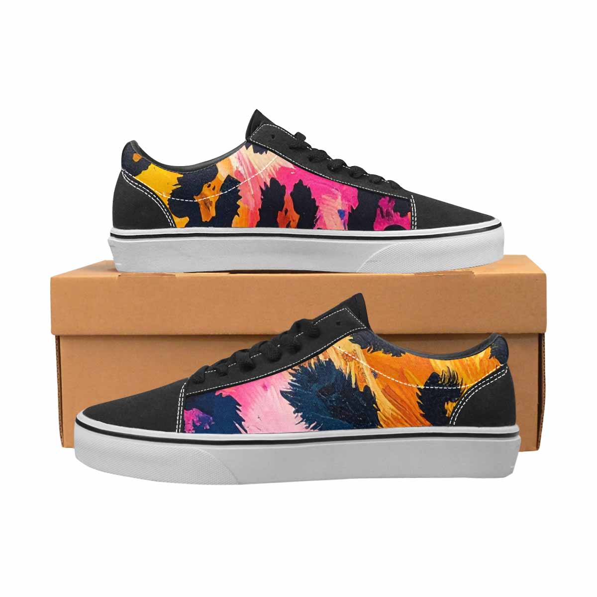 WOMEN'S Full Color Vibrant Animal Lace-Up Canvas Melting Art Sneakers