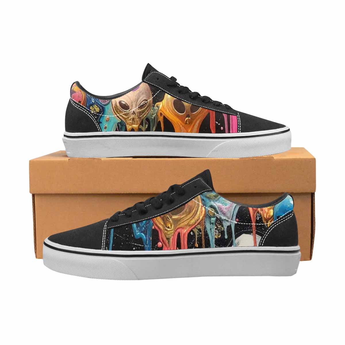 WOMEN'S Aliens Marble Melting Lace-Up Canvas Neon Fantasy Shoes