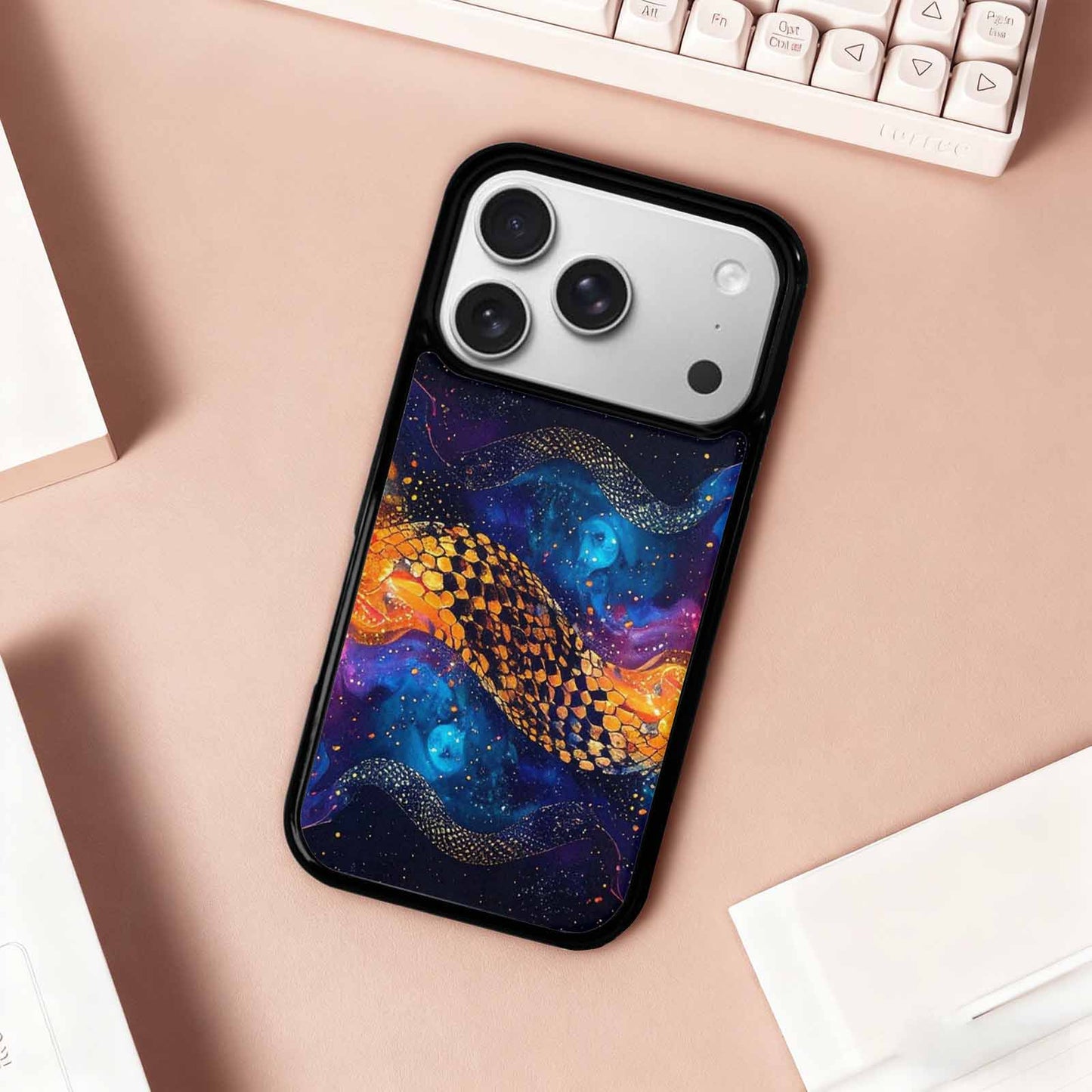iPhone 17 Pro Case — Galaxy Snake Print Galaxy Space, Custom Phone Case