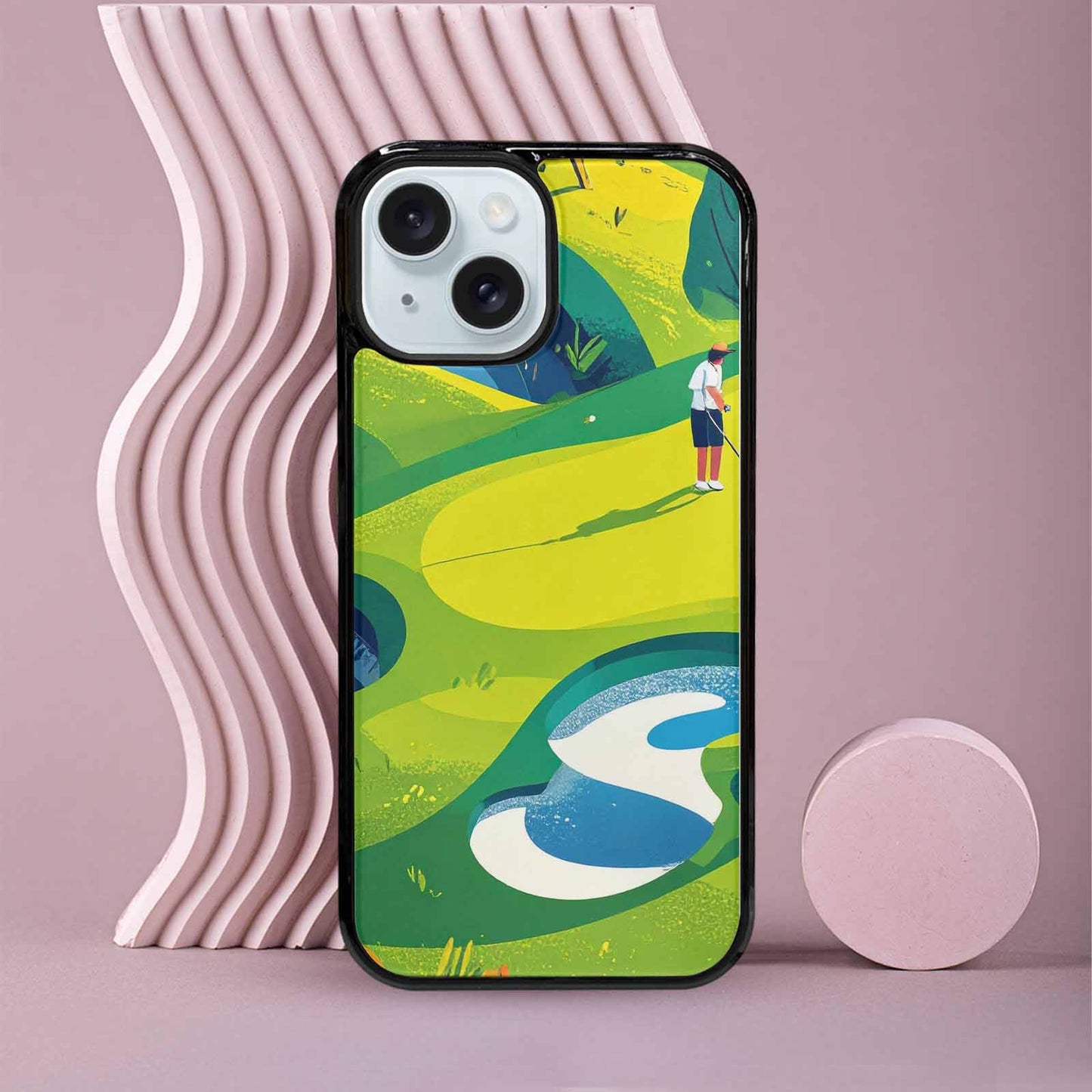 iPhone 15 Case — Golf Cartoon Art Pattern, Personalized Phone Case