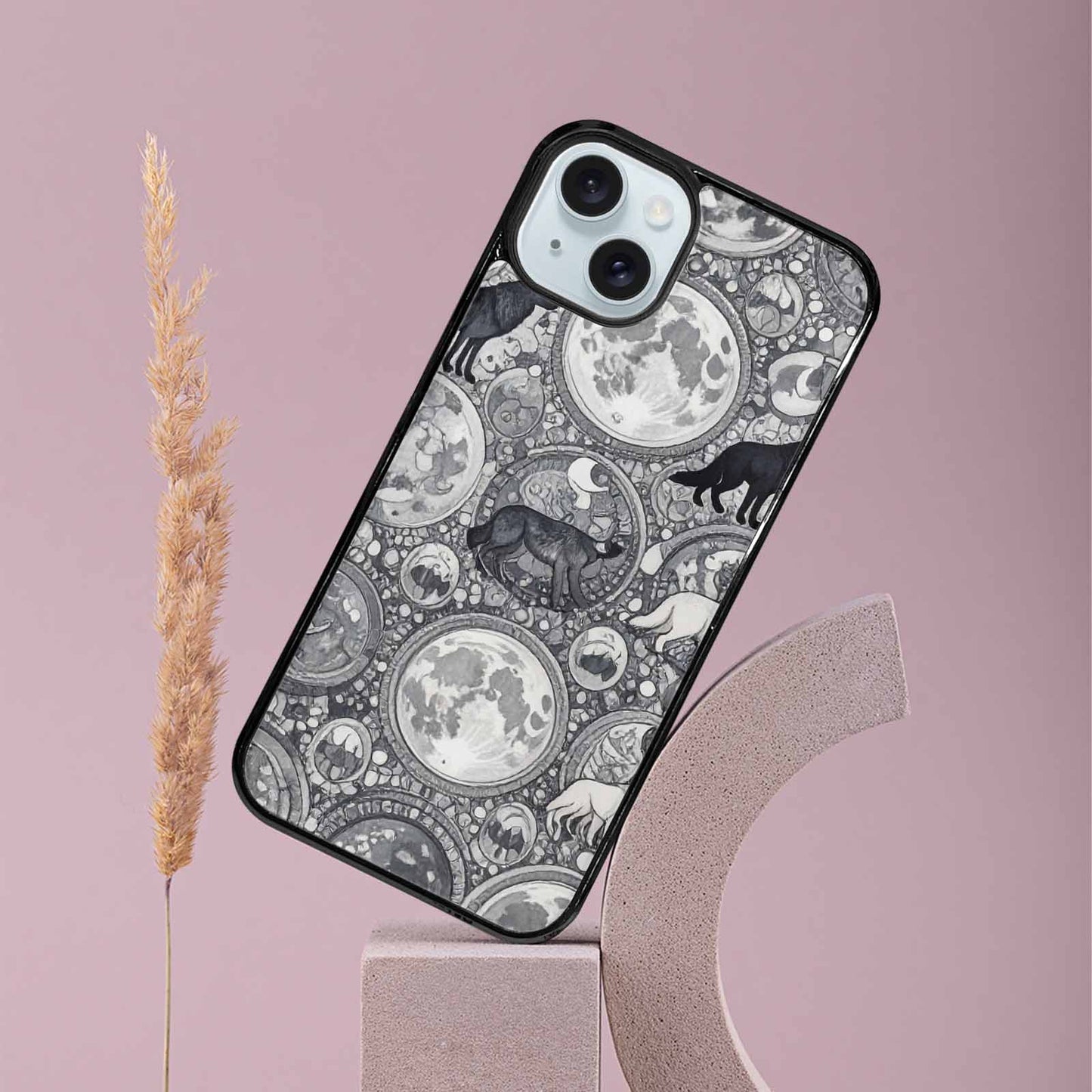 iPhone 15 Plus Case — Wolves Everywhere Collage Overlap Small Wolf, Custom Print Case Cover