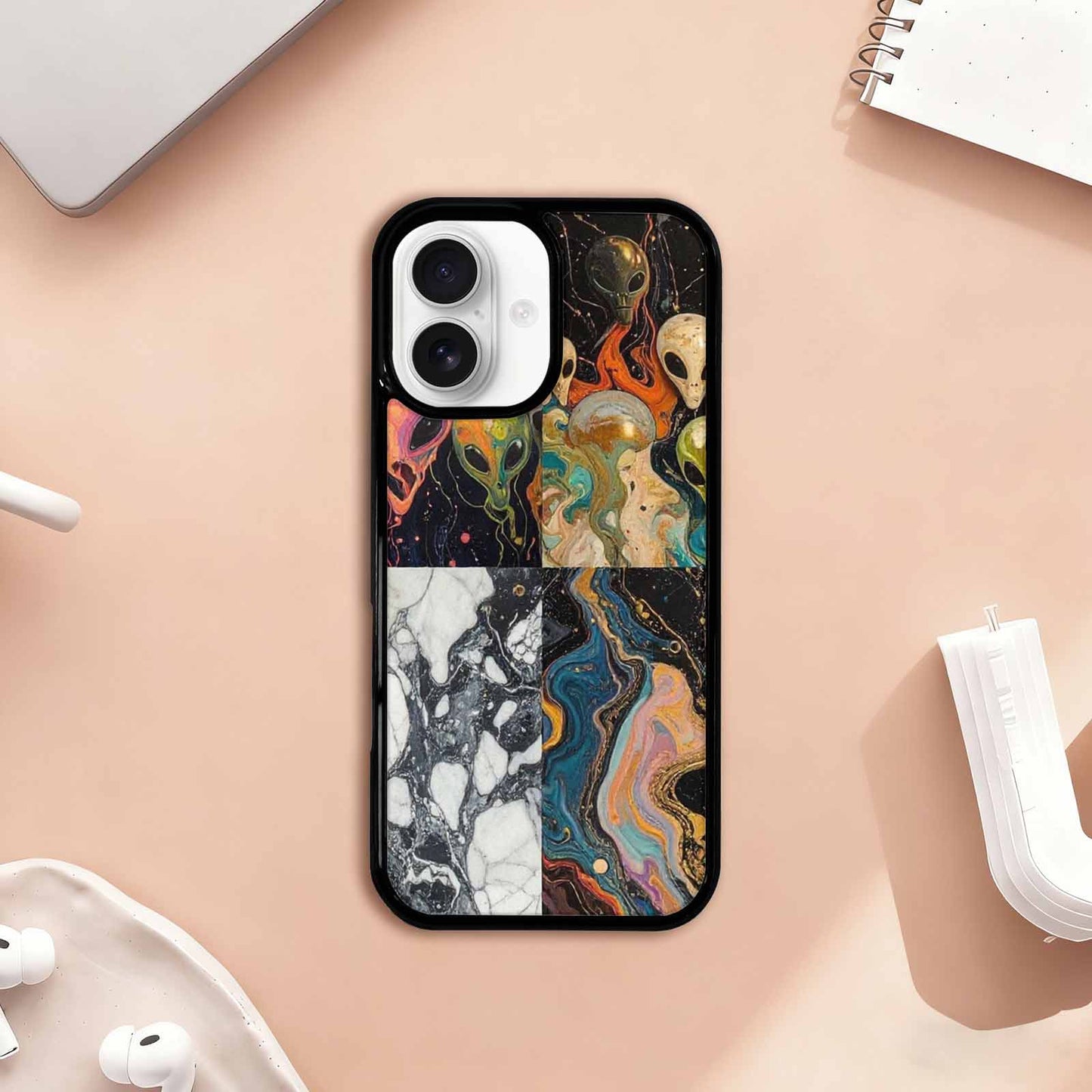 iPhone 17 Case — Aliens Marblealiens Pattern Alien Scifi, Custom Designed Case Cover