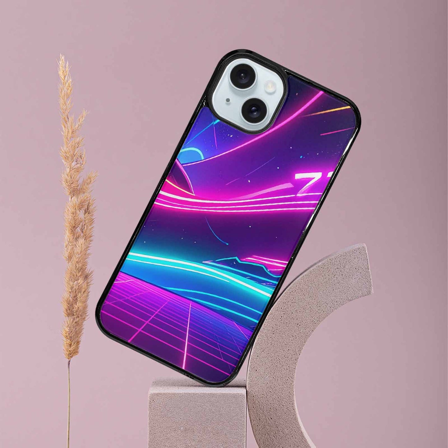 iPhone 15 Plus Case — 1980s Neon Cartoon Art Pattern, Custom Art Phone Cover