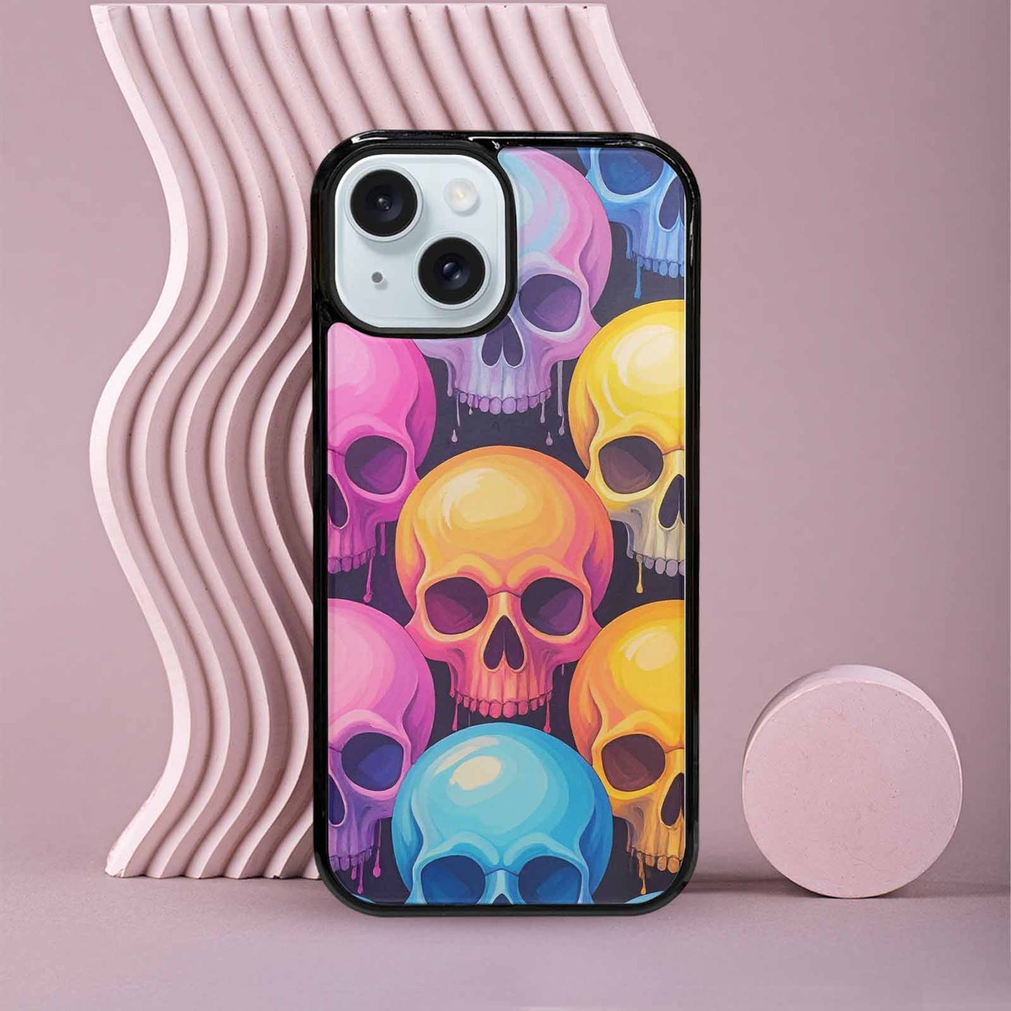iPhone 15 Case — Dripping Candy Skulls, Unique Phone Case Design