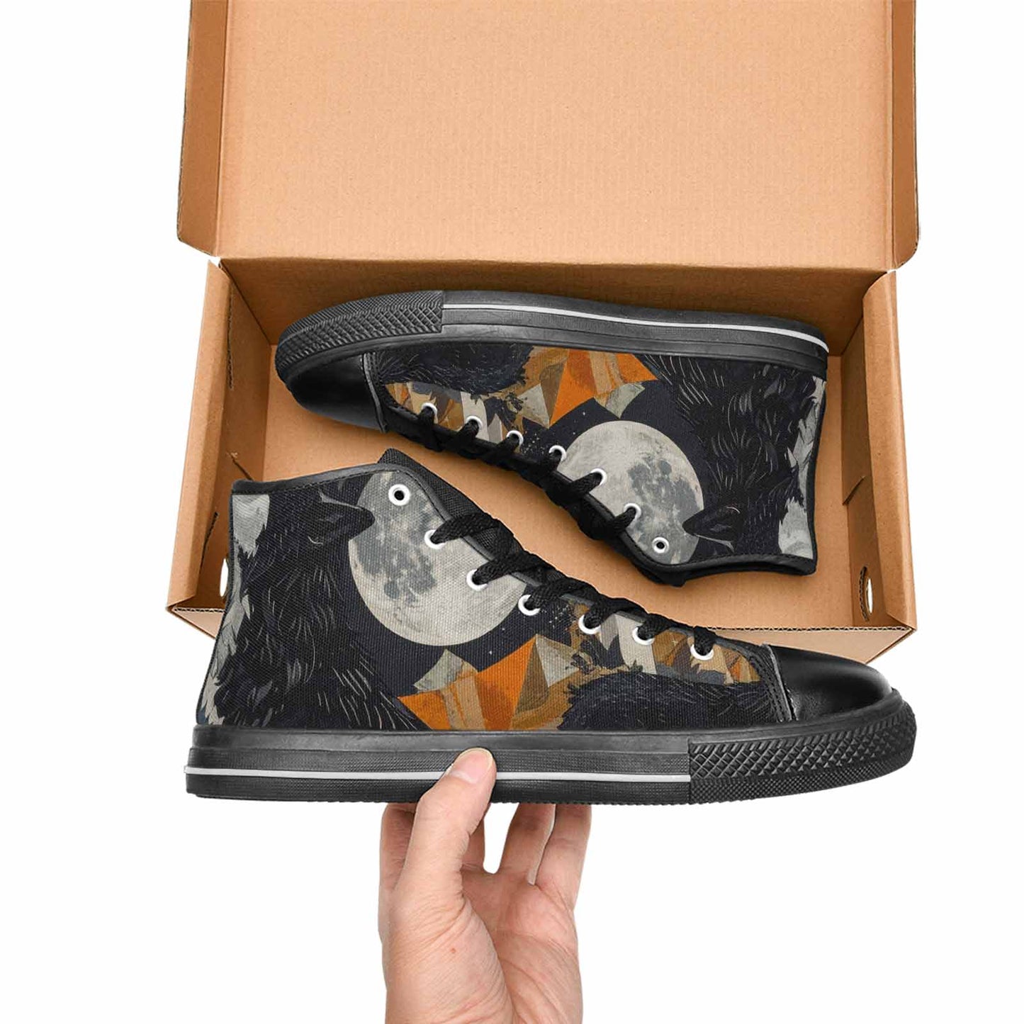 MEN'S Wolf Silhouette Moon High Top Canvas Aesthetic Sneakers