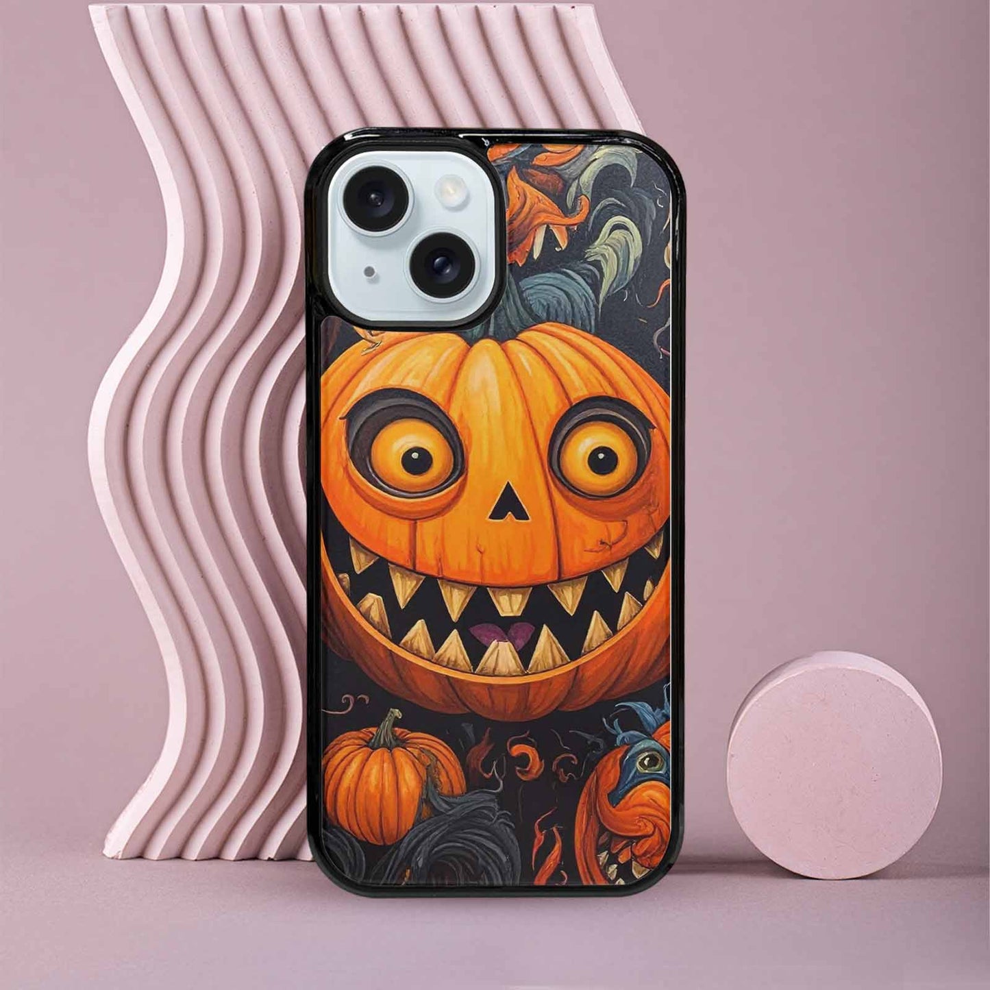 iPhone 15 Case — Cartoon Pumpkin Monster, Unique Phone Case Design