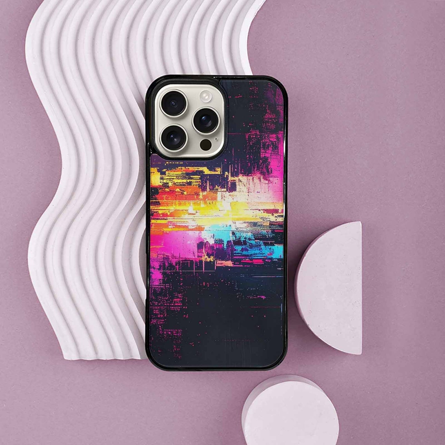 iPhone 16 Pro Max Case — Glitch Dark Art Seamless Pattern Vibrant, Custom Print Case Cover