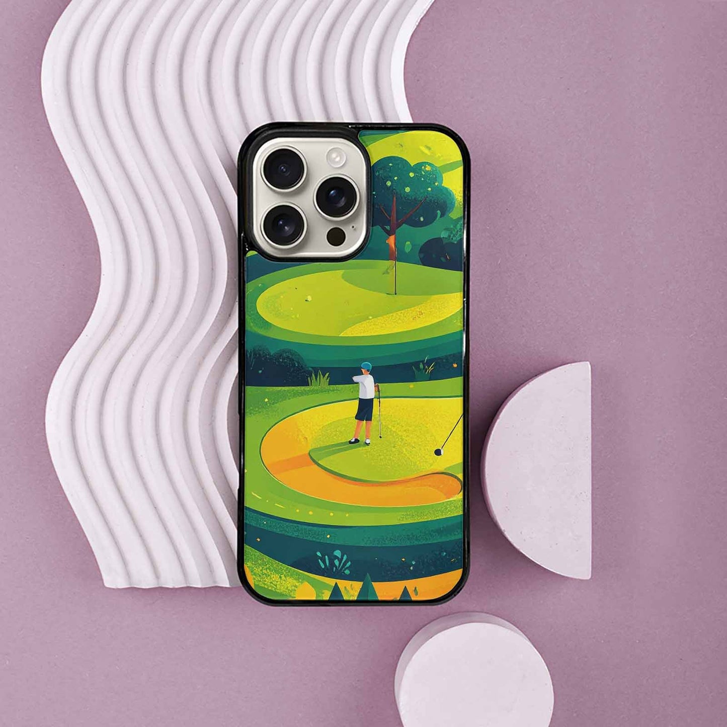 iPhone 16 Pro Max Case — Golf Cartoon Art Pattern, Custom Art Phone Cover