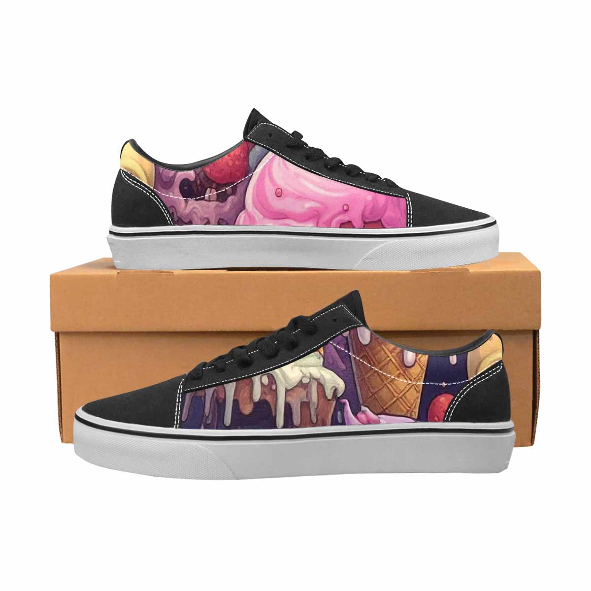 WOMEN'S Ice Cream Monsters Lace-Up Canvas Aesthetic Custom Shoes
