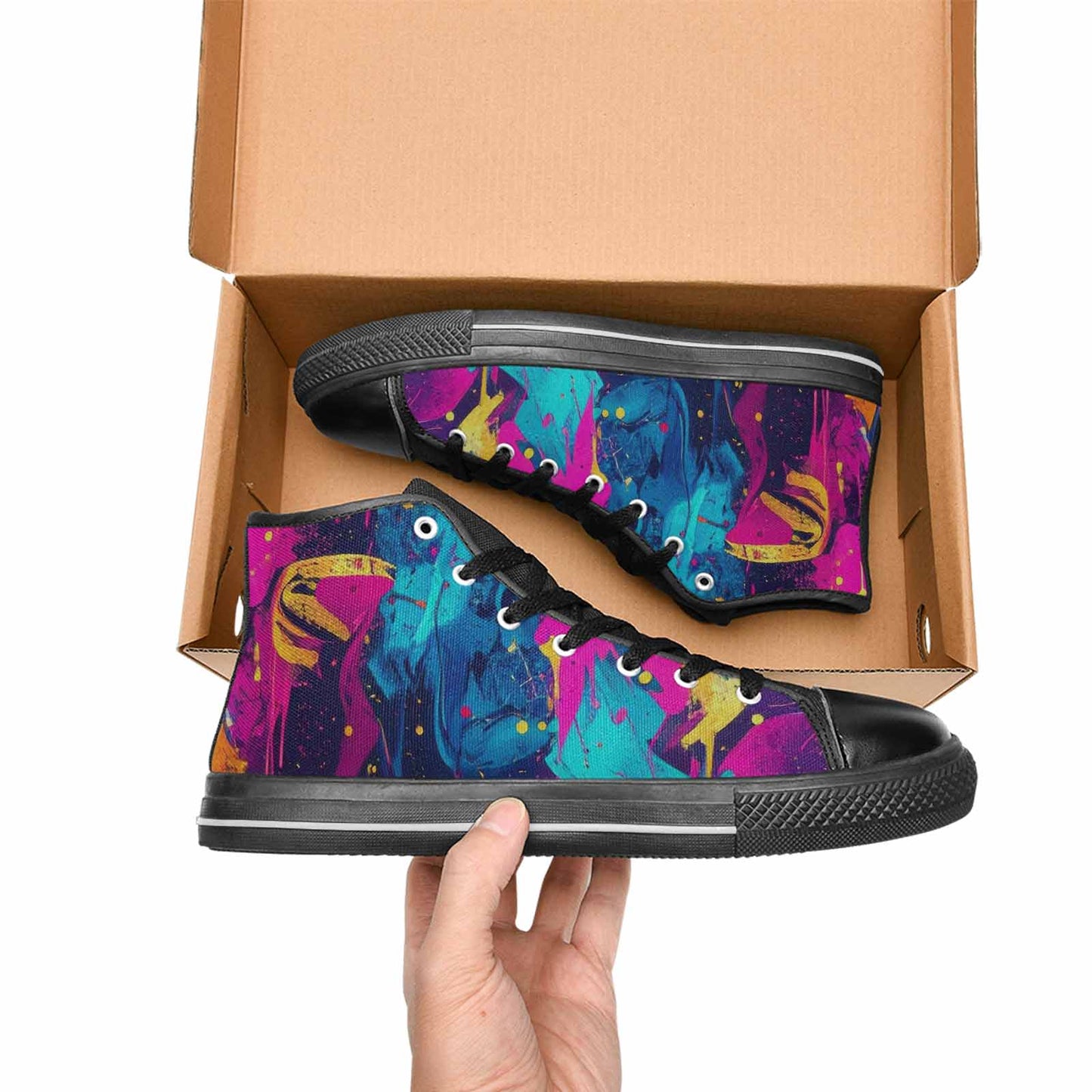 WOMEN'S Paint Splatter High Top Canvas Aesthetic Custom Shoes