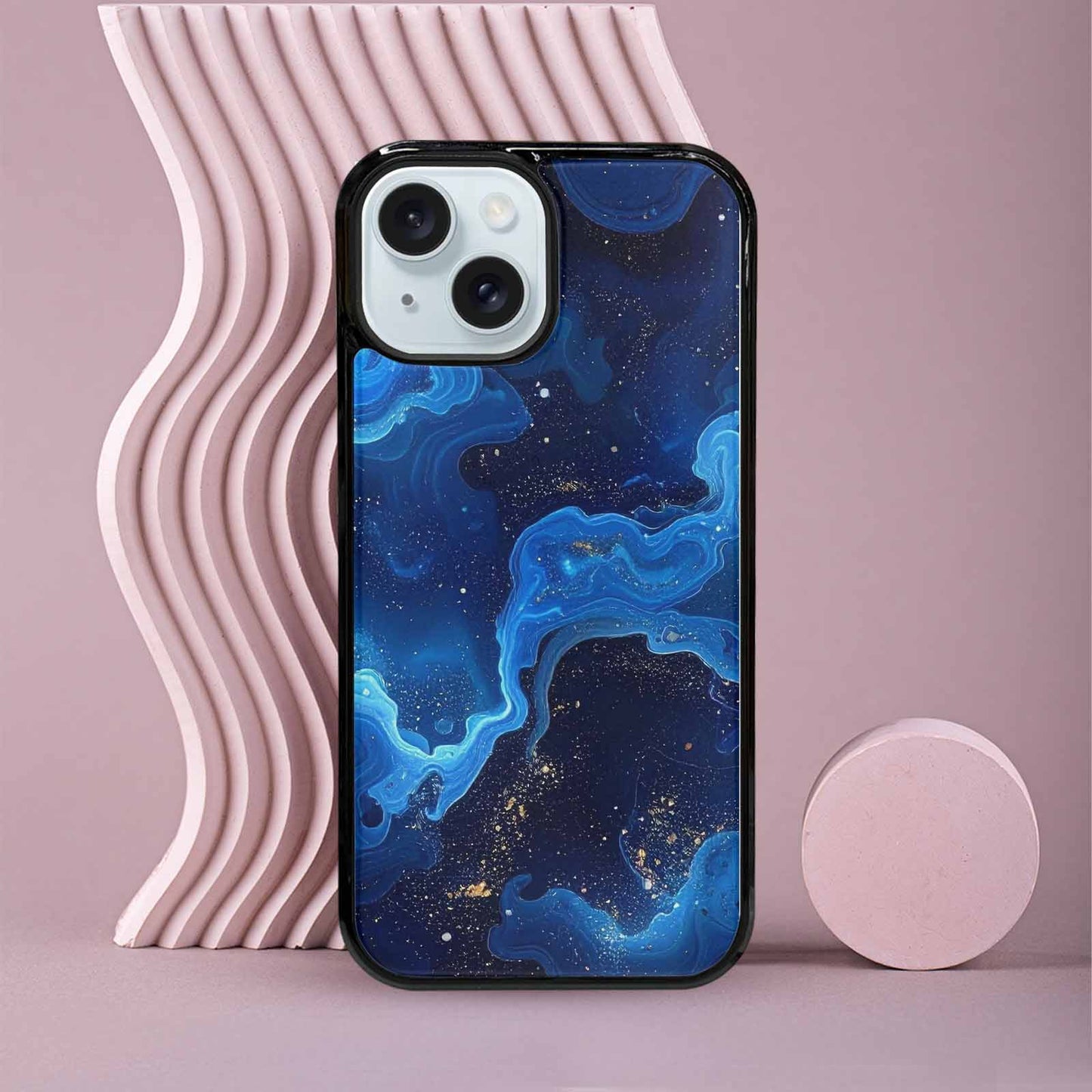 iPhone 15 Case — Galaxy Art Blue Starfield Small Galaxy, Customized Protective Case