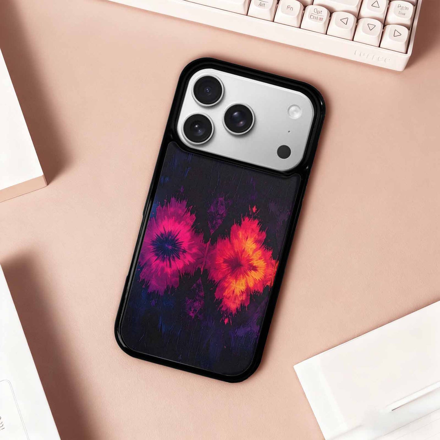 iPhone 17 Pro Case — Tie Dye Dark Art Seamless Tie, Custom Printed Phone Case