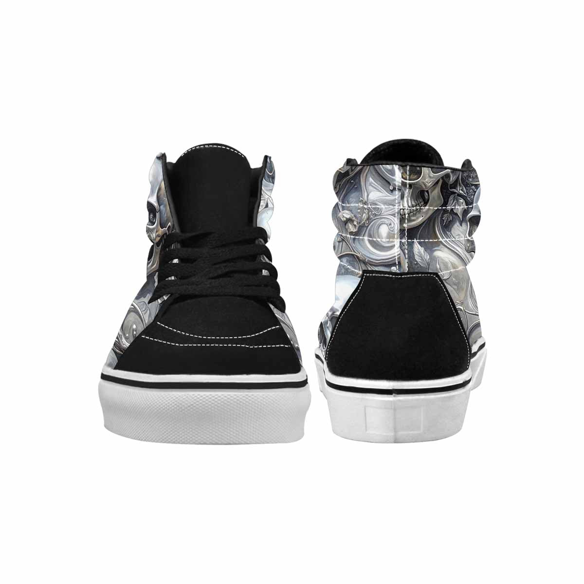 WOMEN'S Skulls Roses Chrome Airbrush High Top Canvas Aesthetic Sneakers