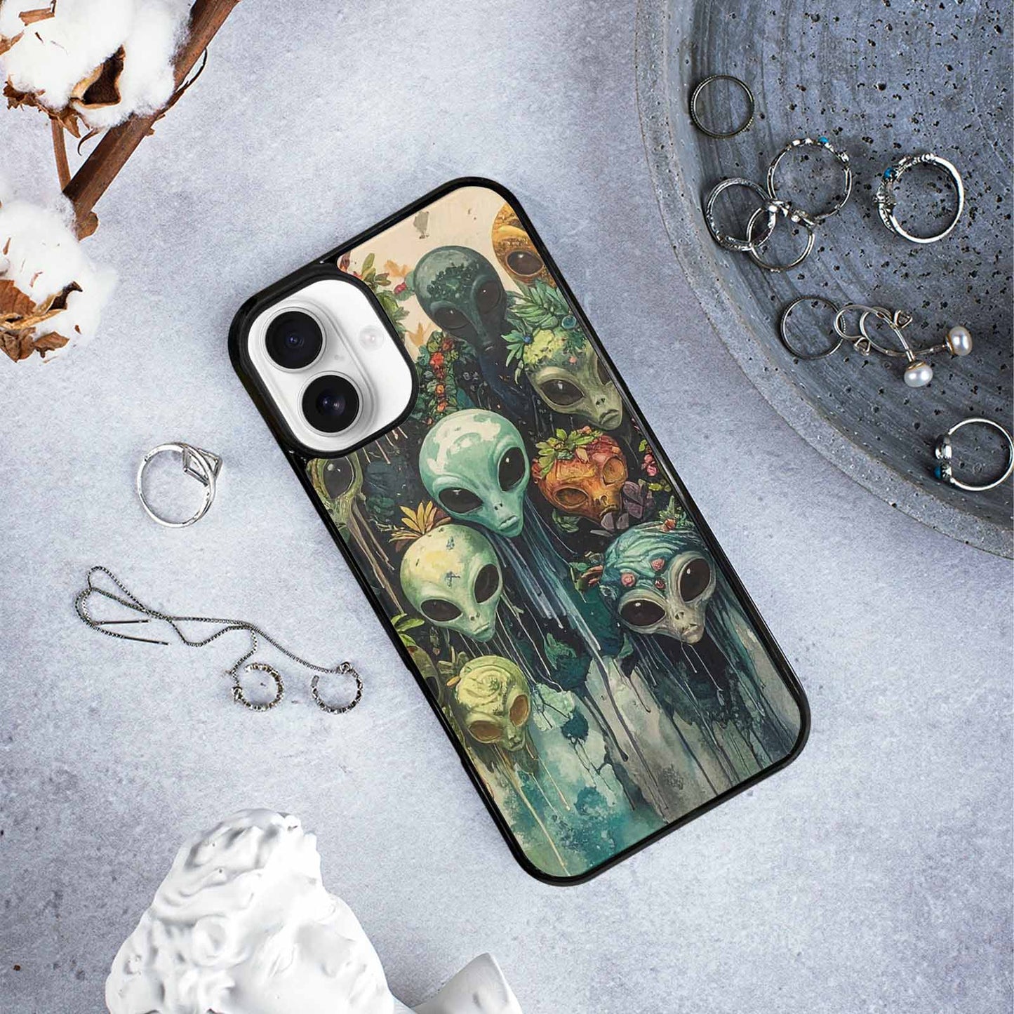 iPhone 16 Plus Case — Aliens Pattern Hundreds Of Sma Fvc, Custom Designed Case Cover