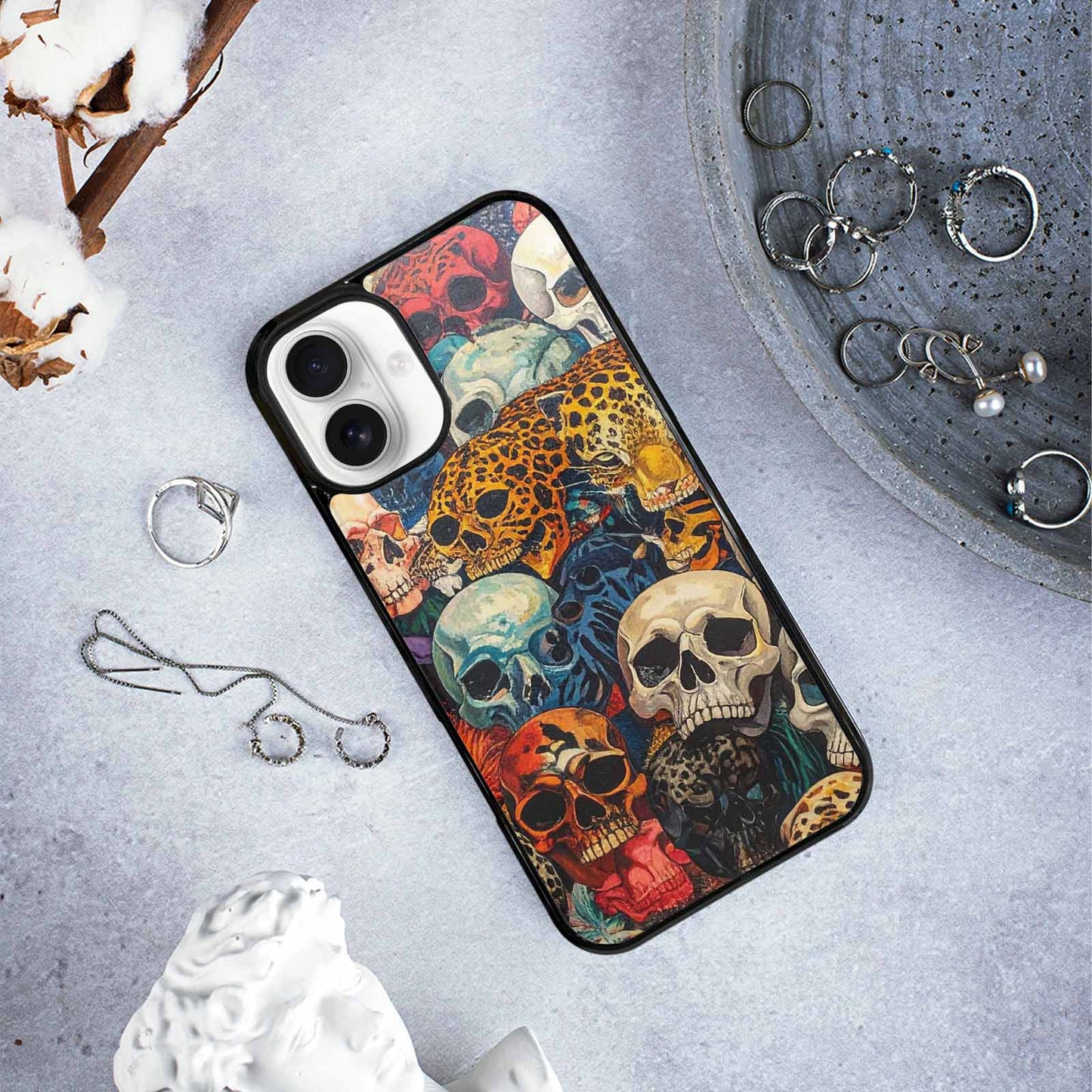 iPhone 16 Plus Case — Skulls Animal Printskulls Patt, Custom Designed Case Cover