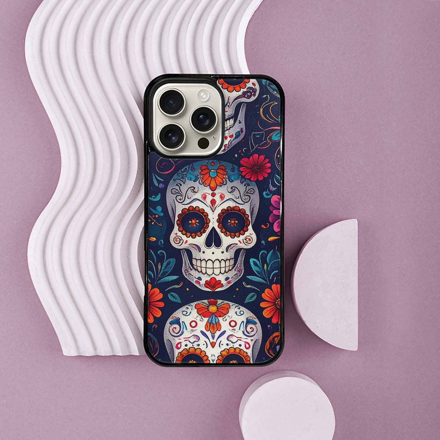 iPhone 16 Pro Max Case — Day Dead Sugar Skull Art 100s, Custom Designed Case Cover
