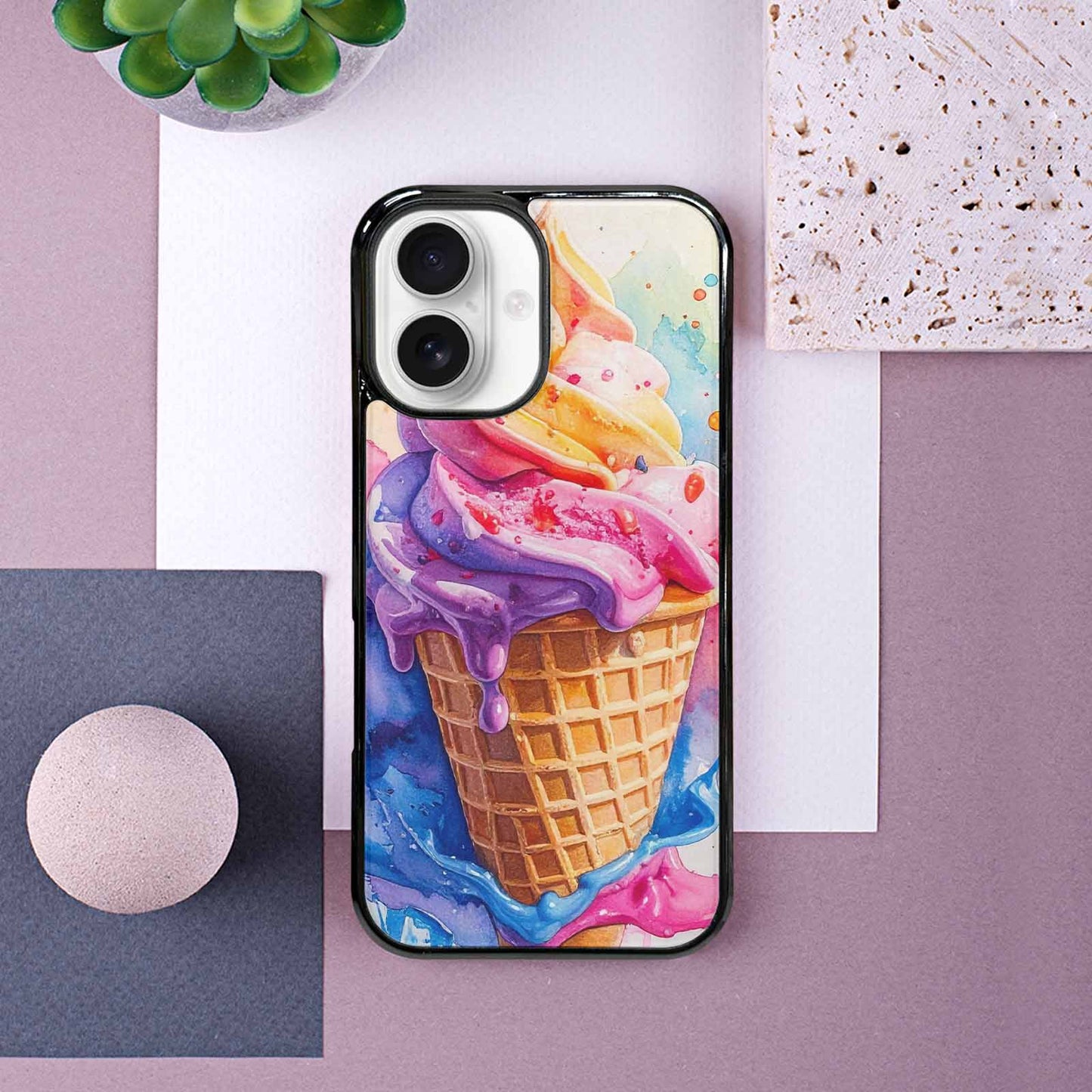 iPhone 16 Case — Melting Icecream Collage Custom, Customized Protective Case