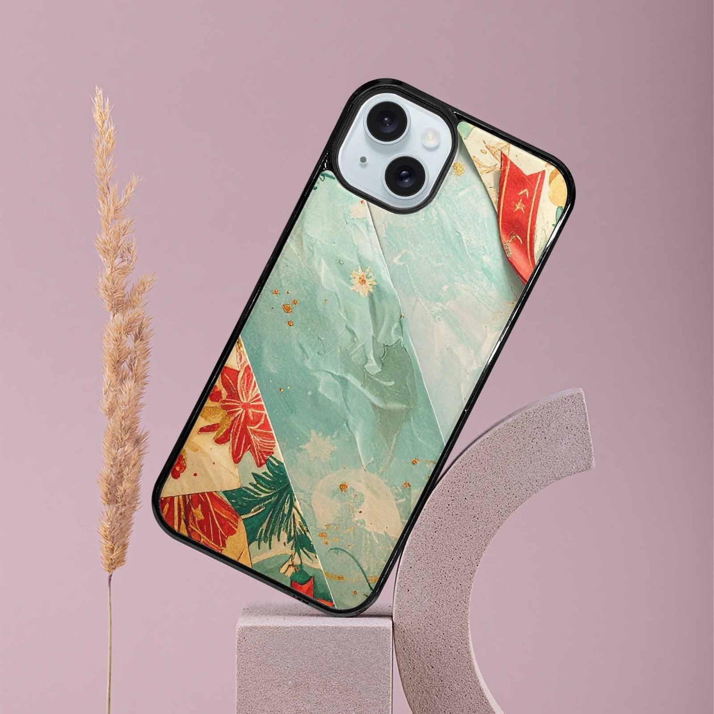 iPhone 15 Plus Case — Christmas Wrapping Paper Pattern Art Wallpaper, Custom Art Phone Cover