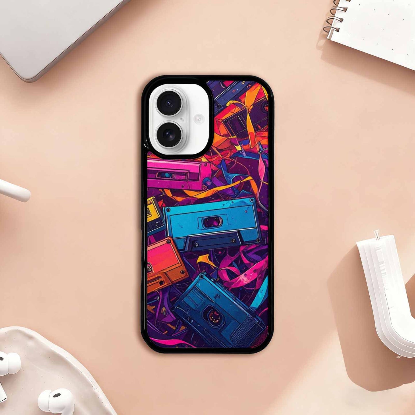 iPhone 17 Case — Retro Cassette Tape Pattern Retro Vintage, Unique Phone Case Design