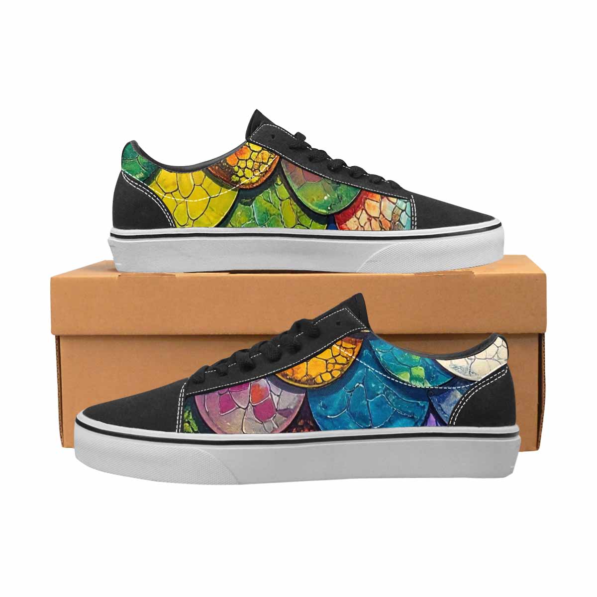 WOMEN'S Reptile Scale Lace-Up Canvas Grunge Custom Shoes