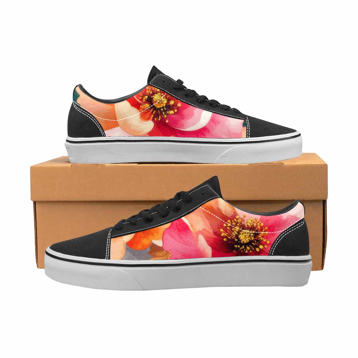 MEN'S Marble Floral Canvas Lace-Up Aesthetic Sneakers