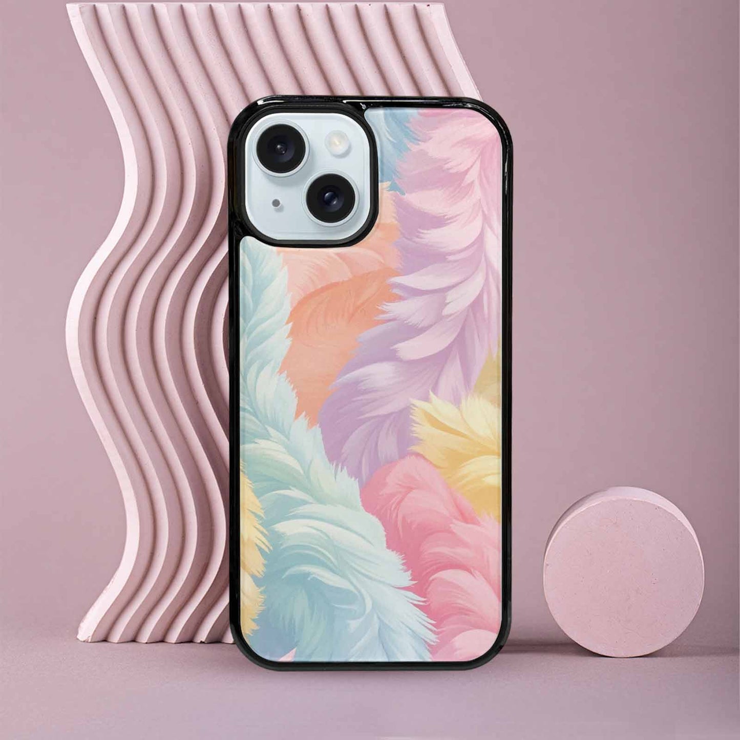 iPhone 15 Case — Zebra Pastel Rainbow, Unique Phone Case Design