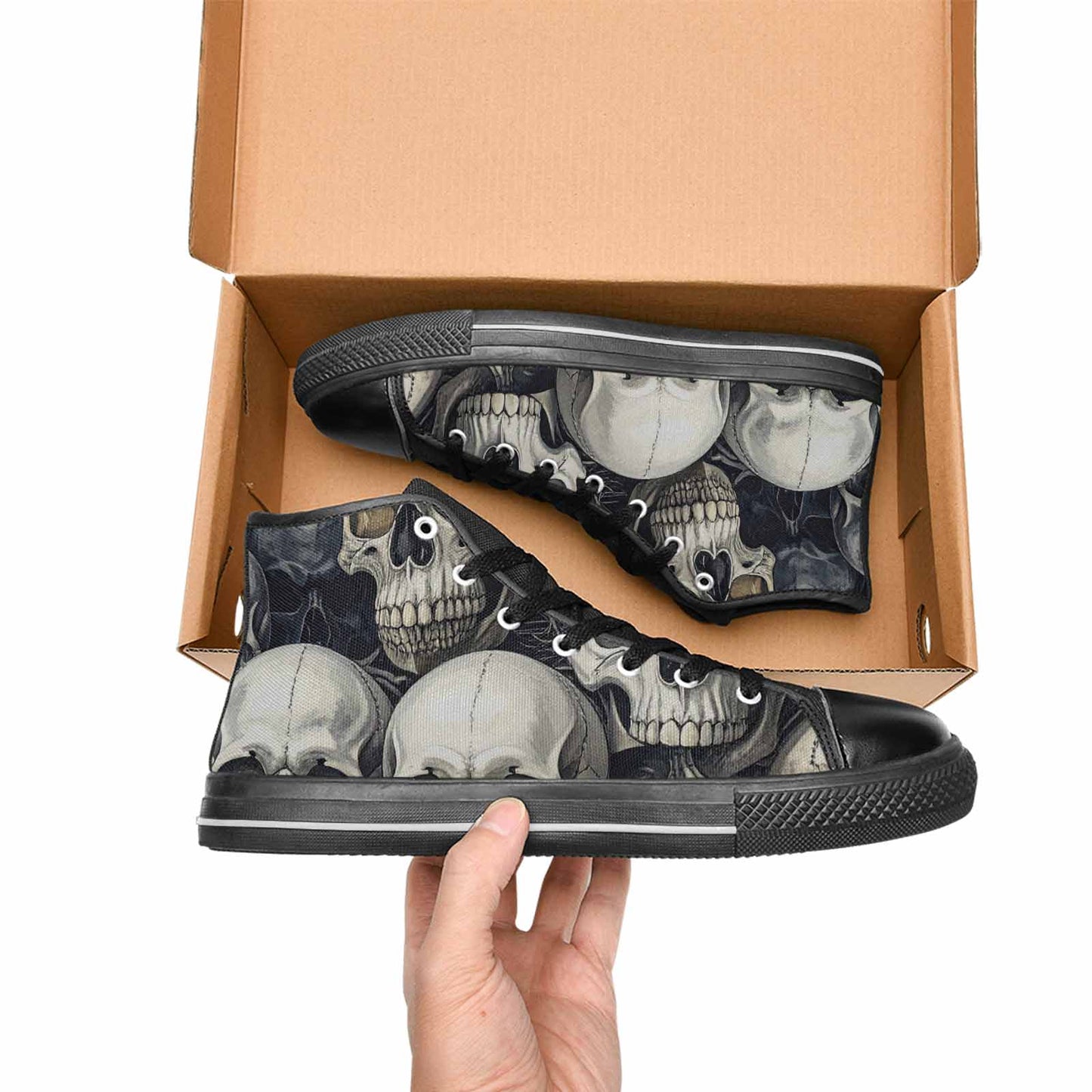 WOMEN'S Skulls - Classic High Top Canvas Neon Fantasy Custom Shoes