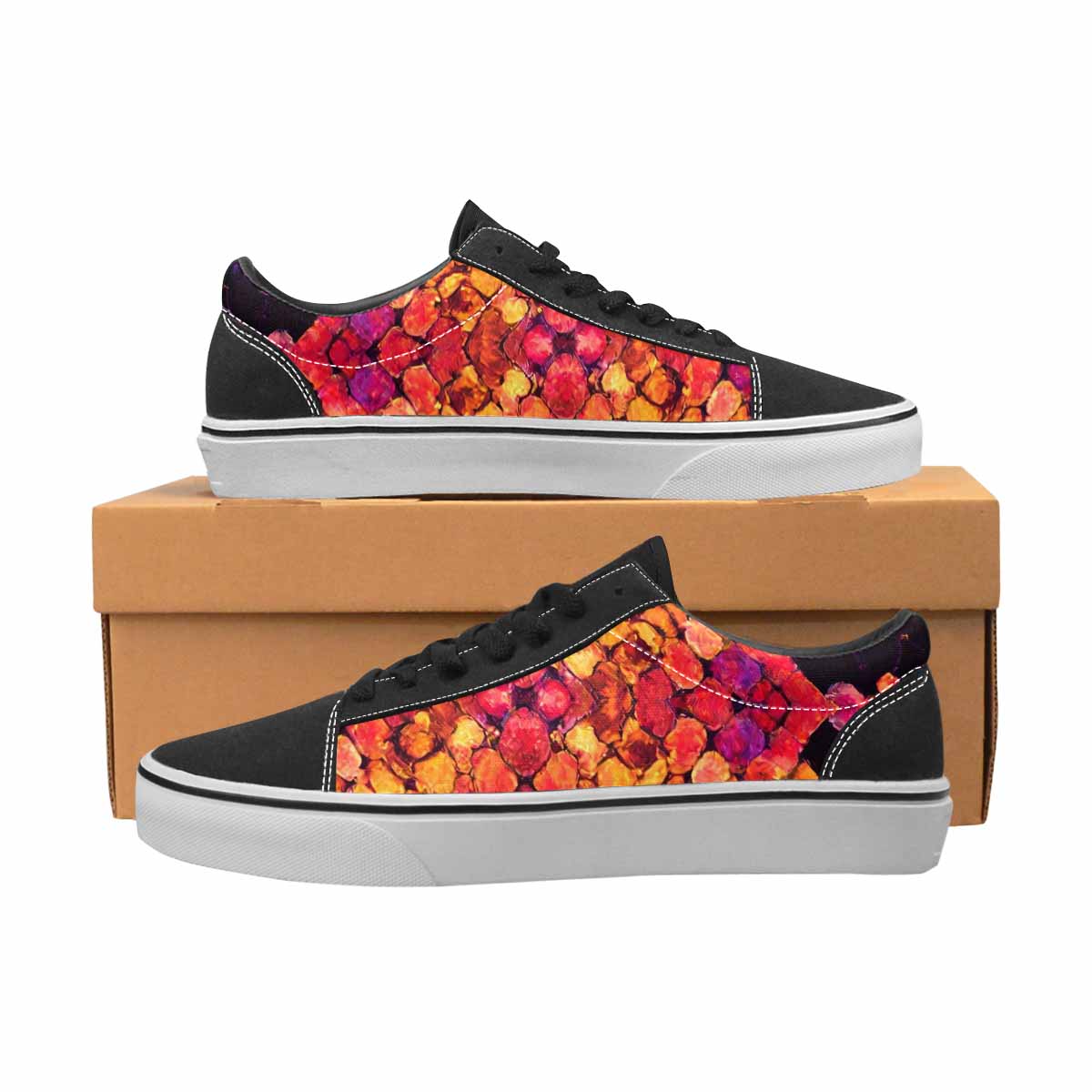 WOMEN'S Dark Snake Print Canvas Lace-Up Grunge Custom Shoes