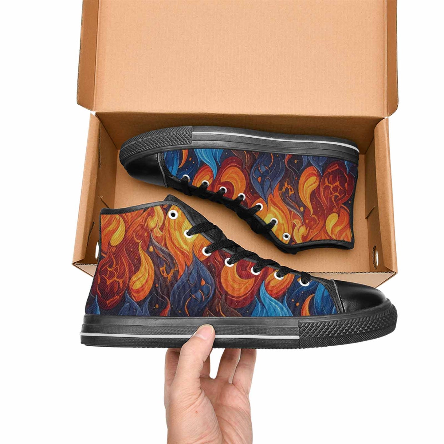 WOMEN'S Fire Flame High Top Canvas Dark Academia Sneakers