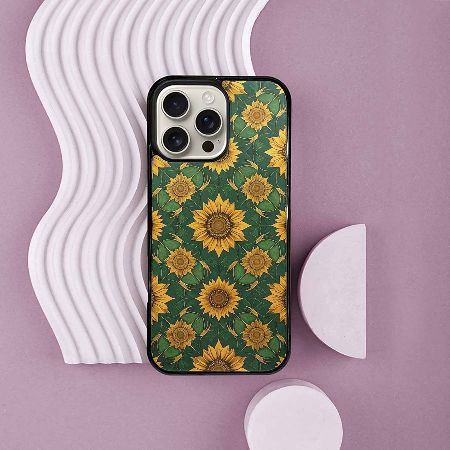 iPhone 16 Pro Max Case — Sunflower Mandala Kaleidoscope, Unique Phone Case Design